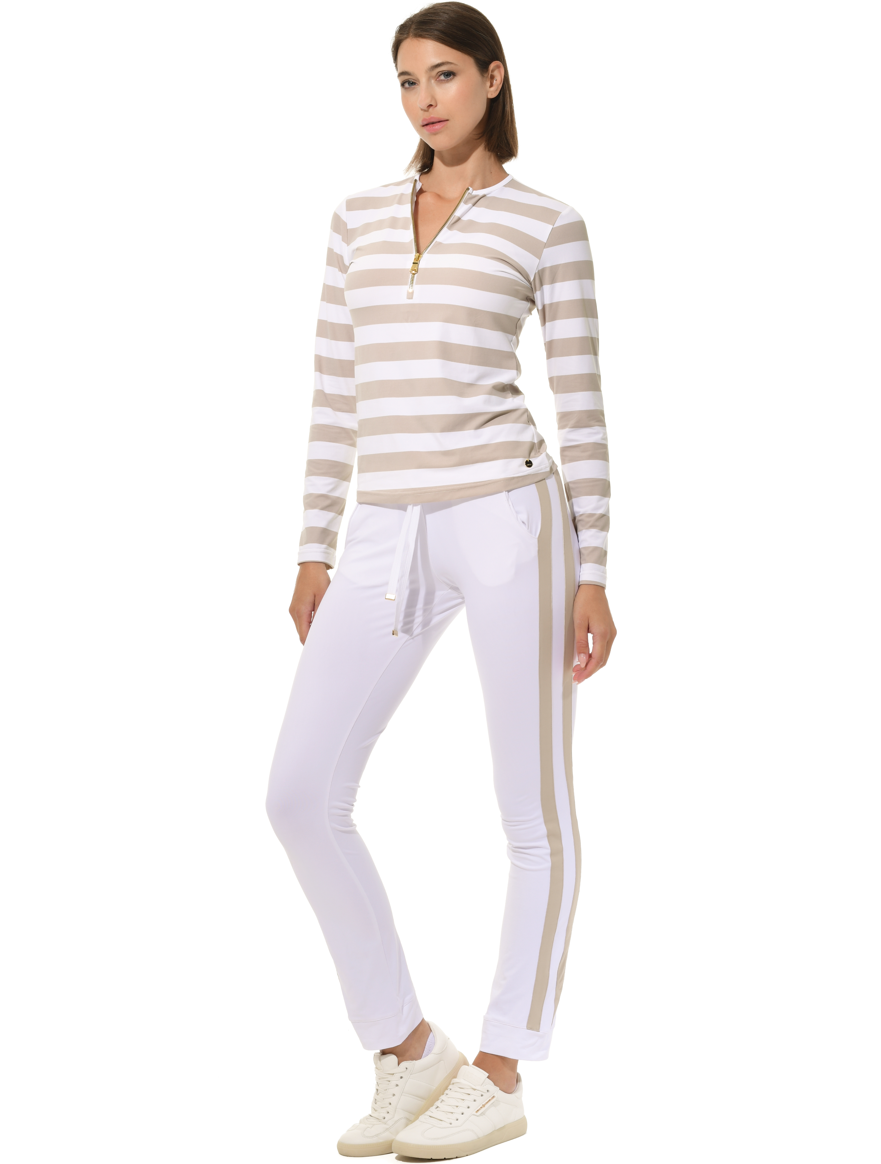 Yachting Print Zip Longsleeve light taupe