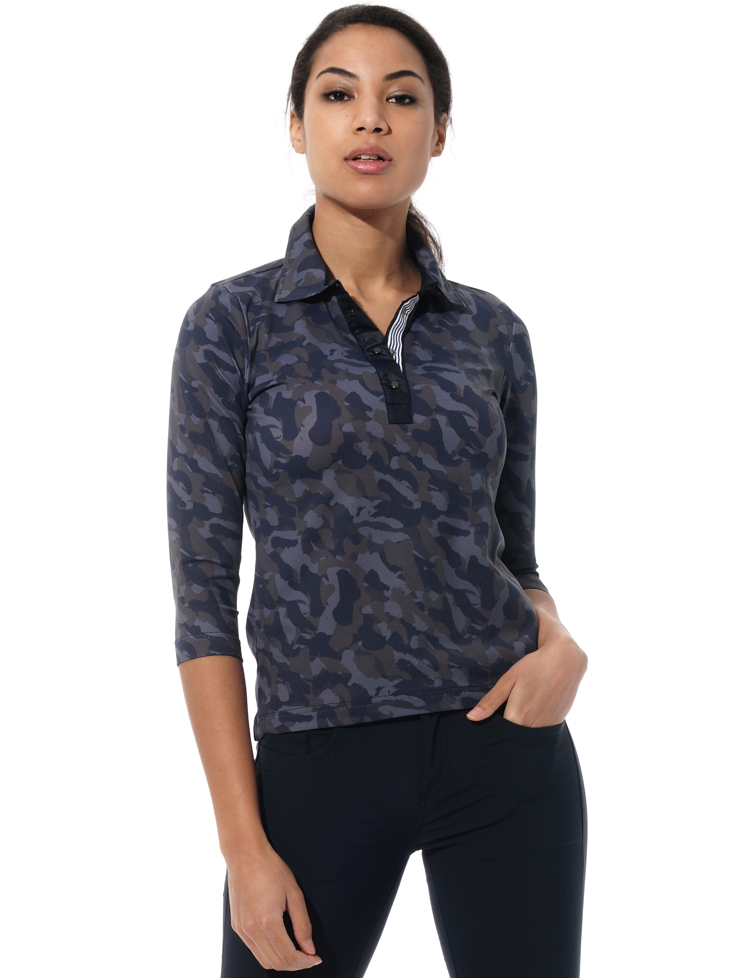 Camouflage Print Polo night blue