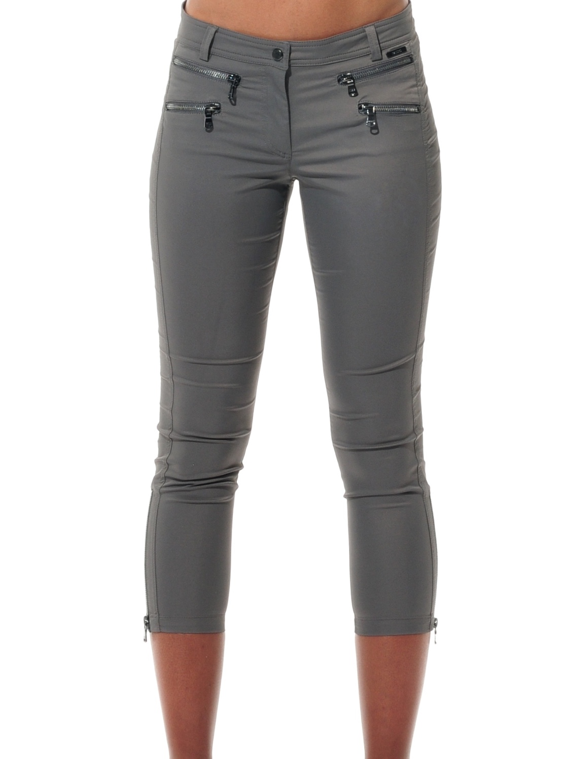 shiny stretch cropped pants stone 