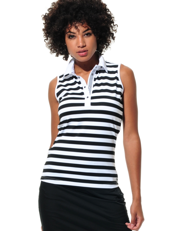 Meryl stripe polo shirt black/white 