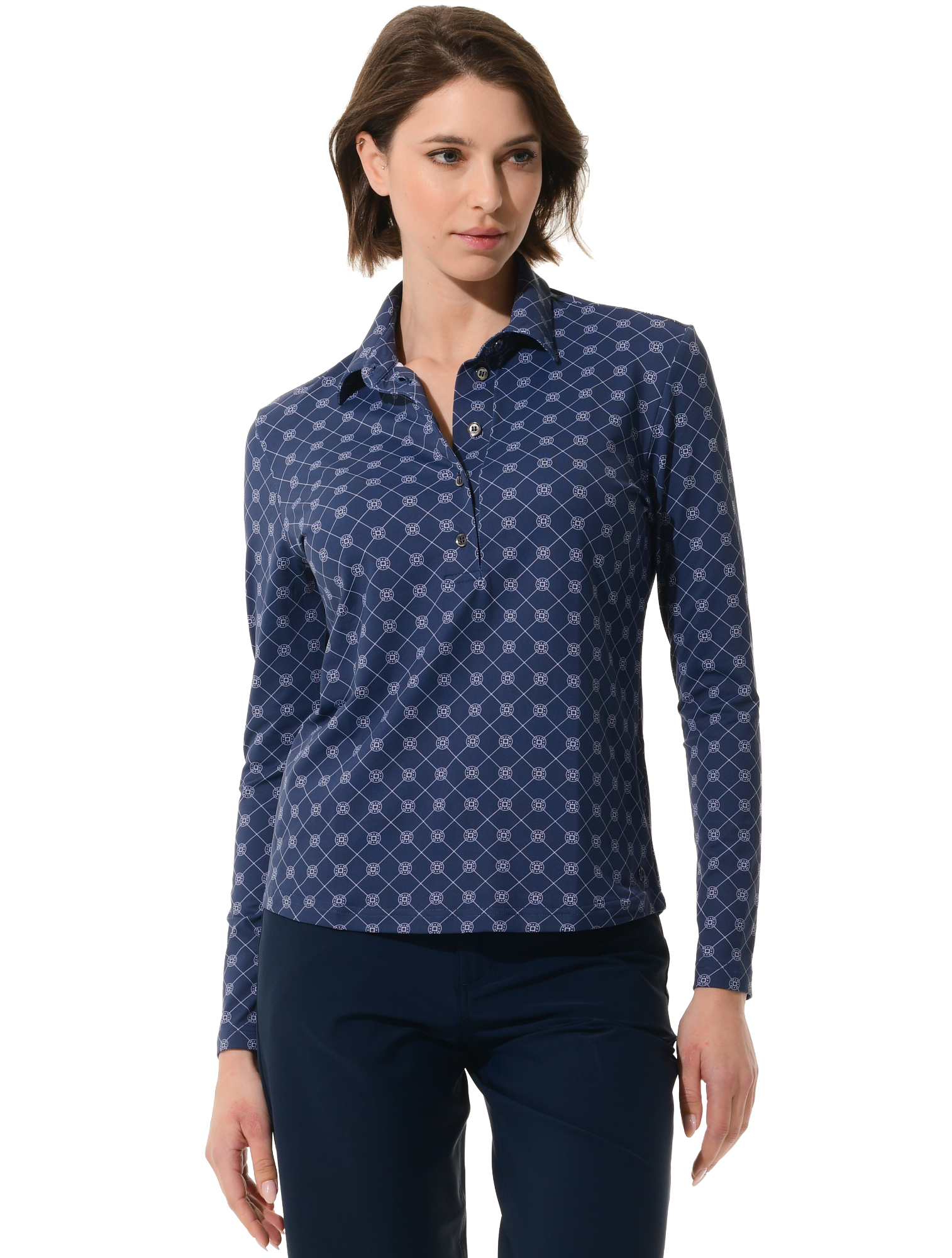 Vintage Print Golf Poloshirt navy