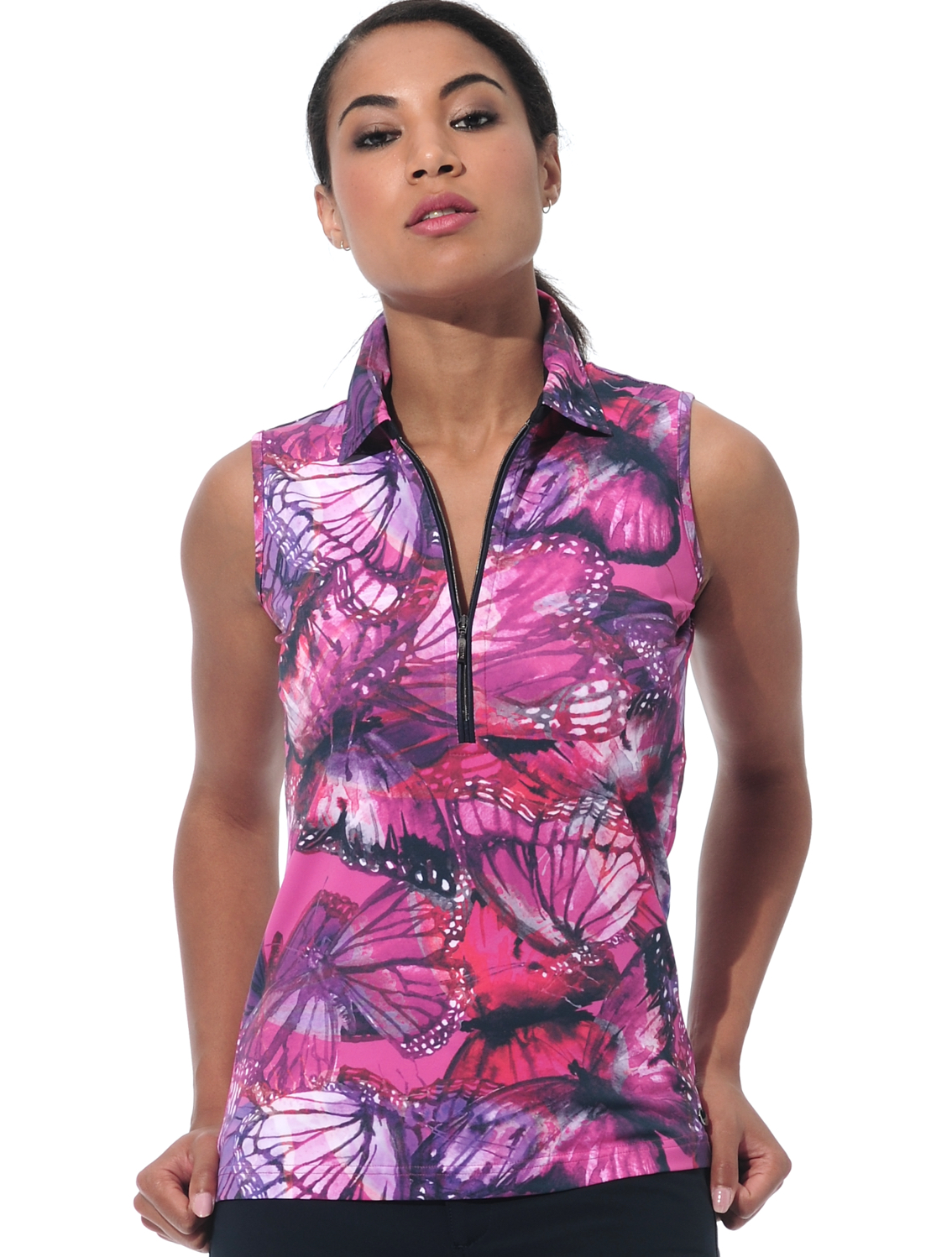 Butterfly print polo shirt fuchsia 