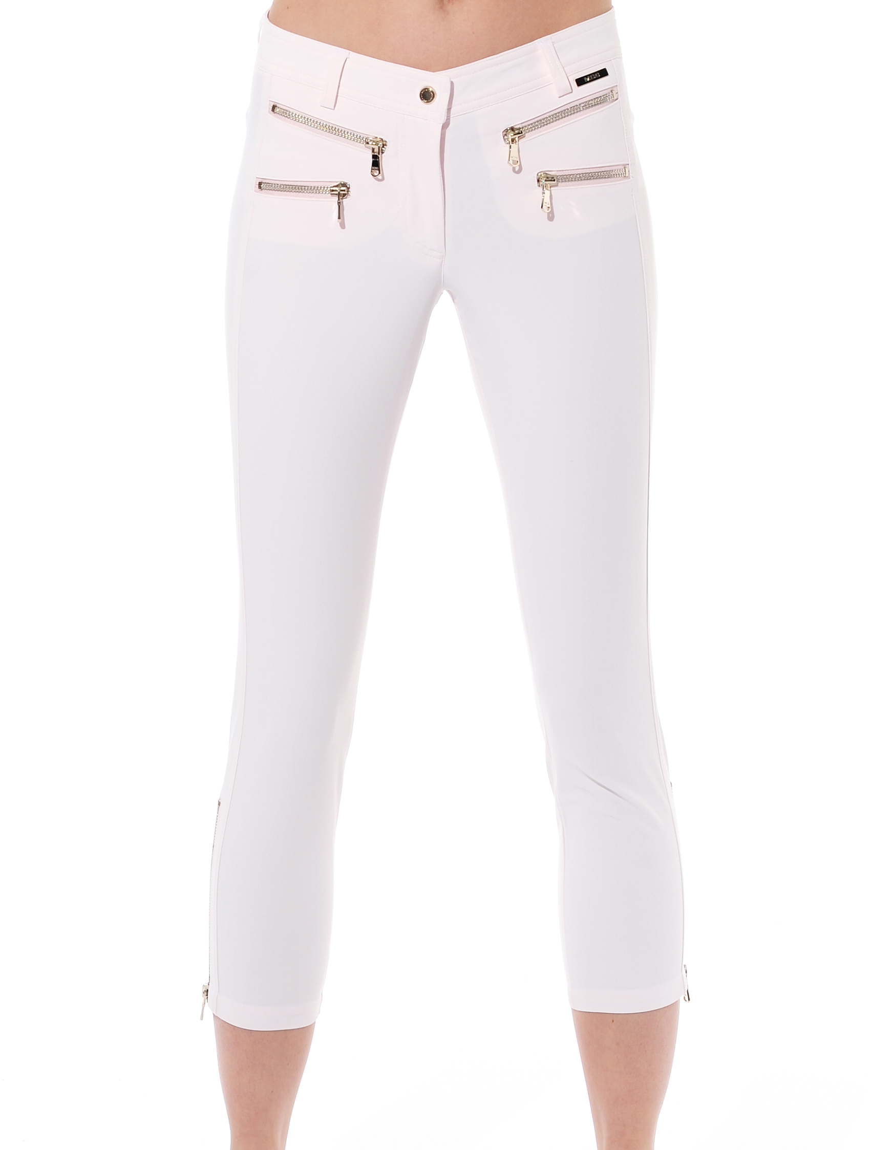 4way stretch double zip cropped pants nude 