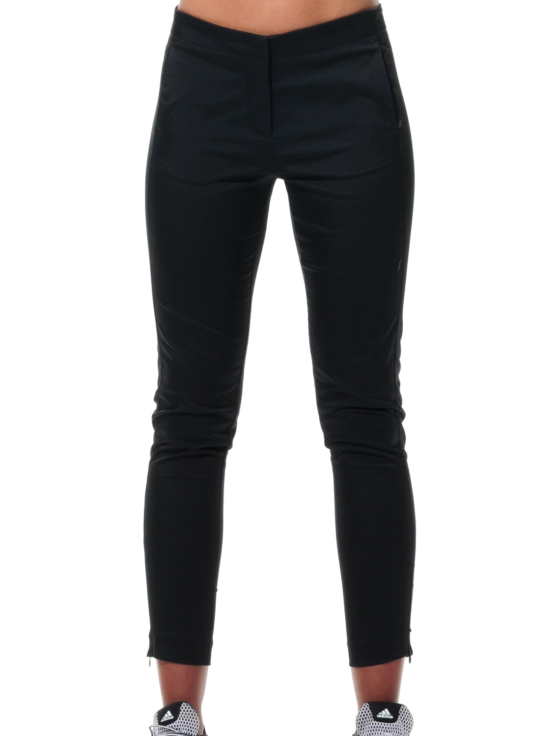 shiny stretch slacks black 