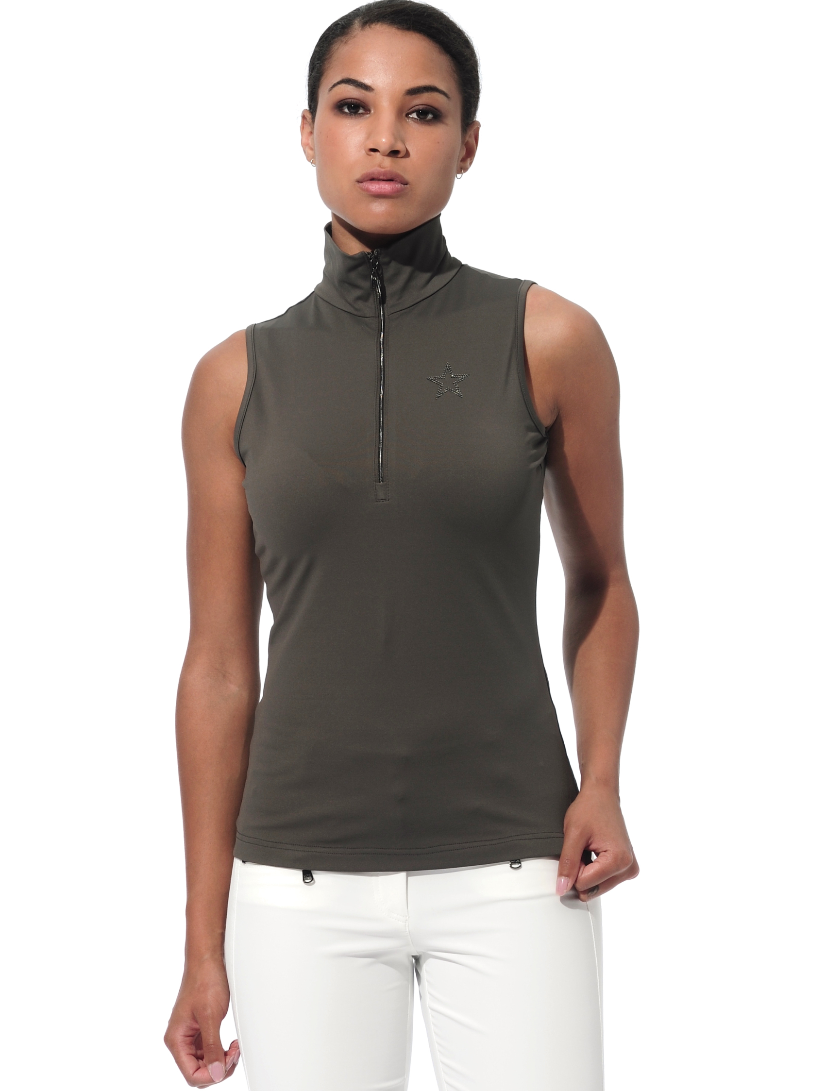 Meryl zip polo shirt stone 