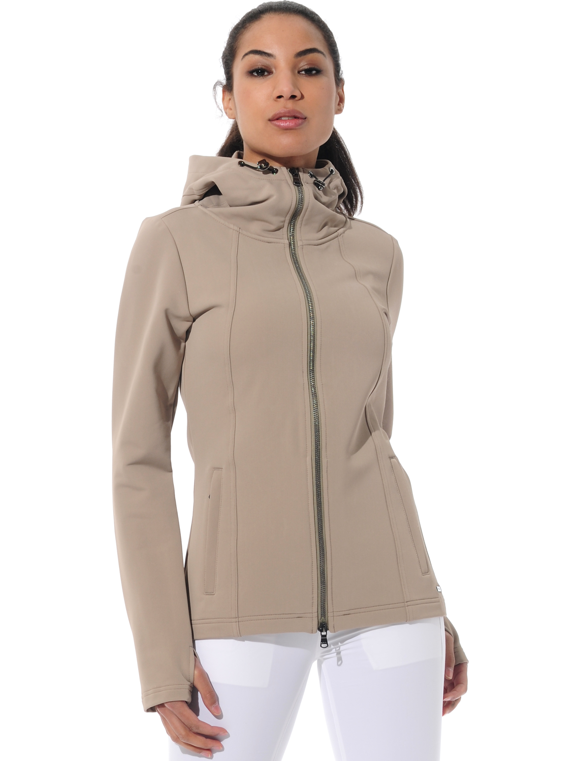 shape stretch full zip hoodie taupe 