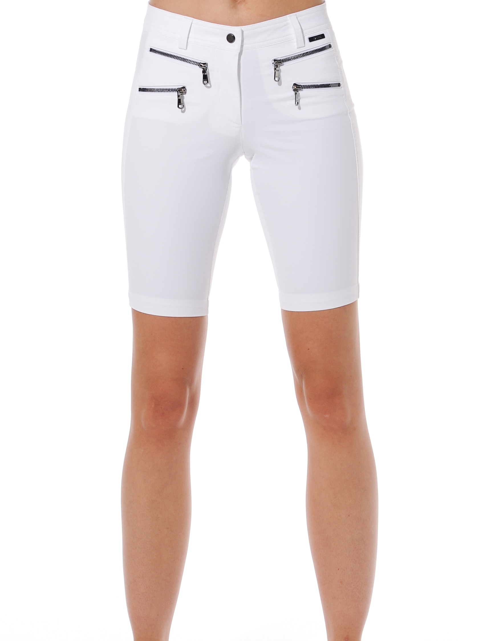 4way stretch double zip shorts white 