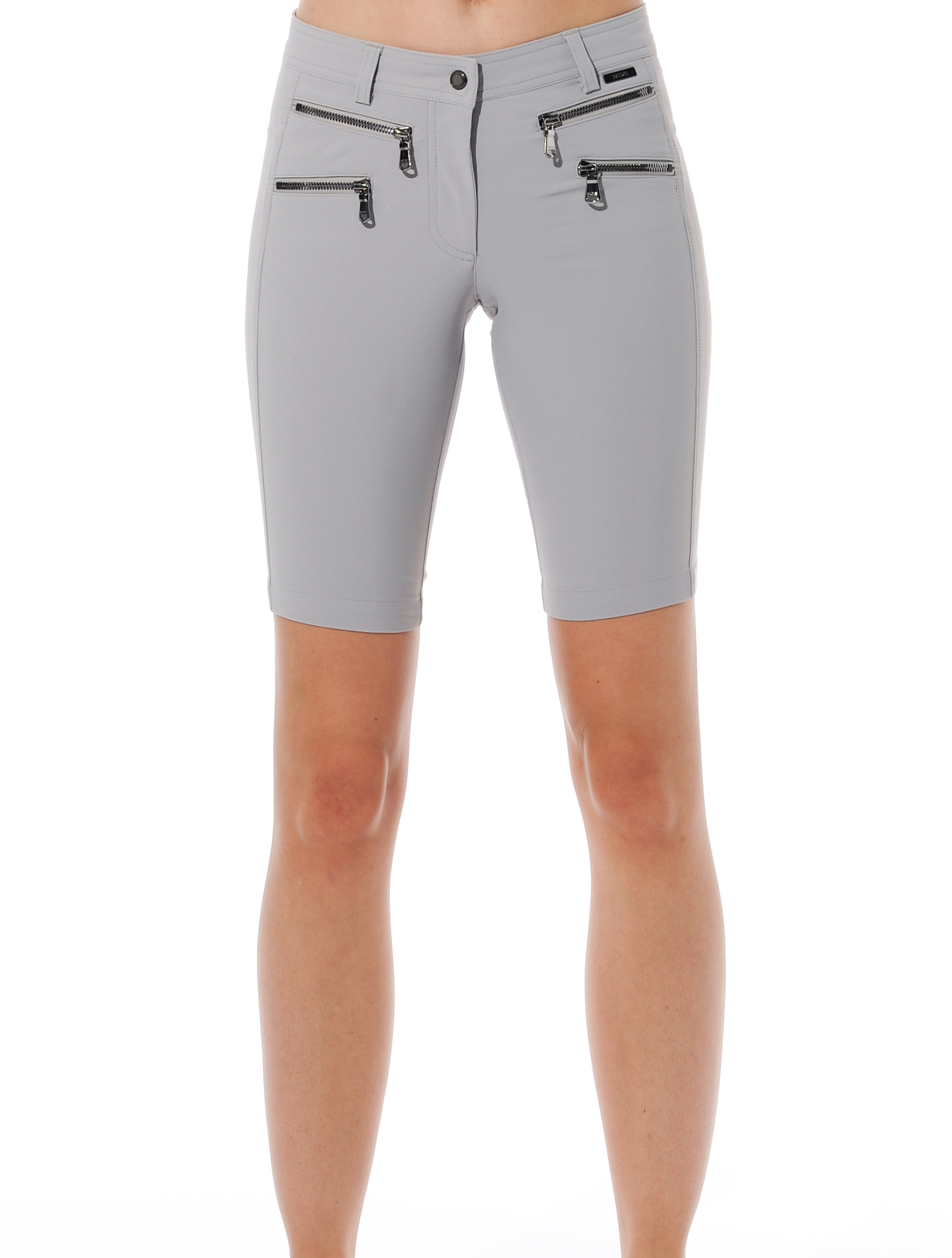 4way stretch double zip shorts grey 