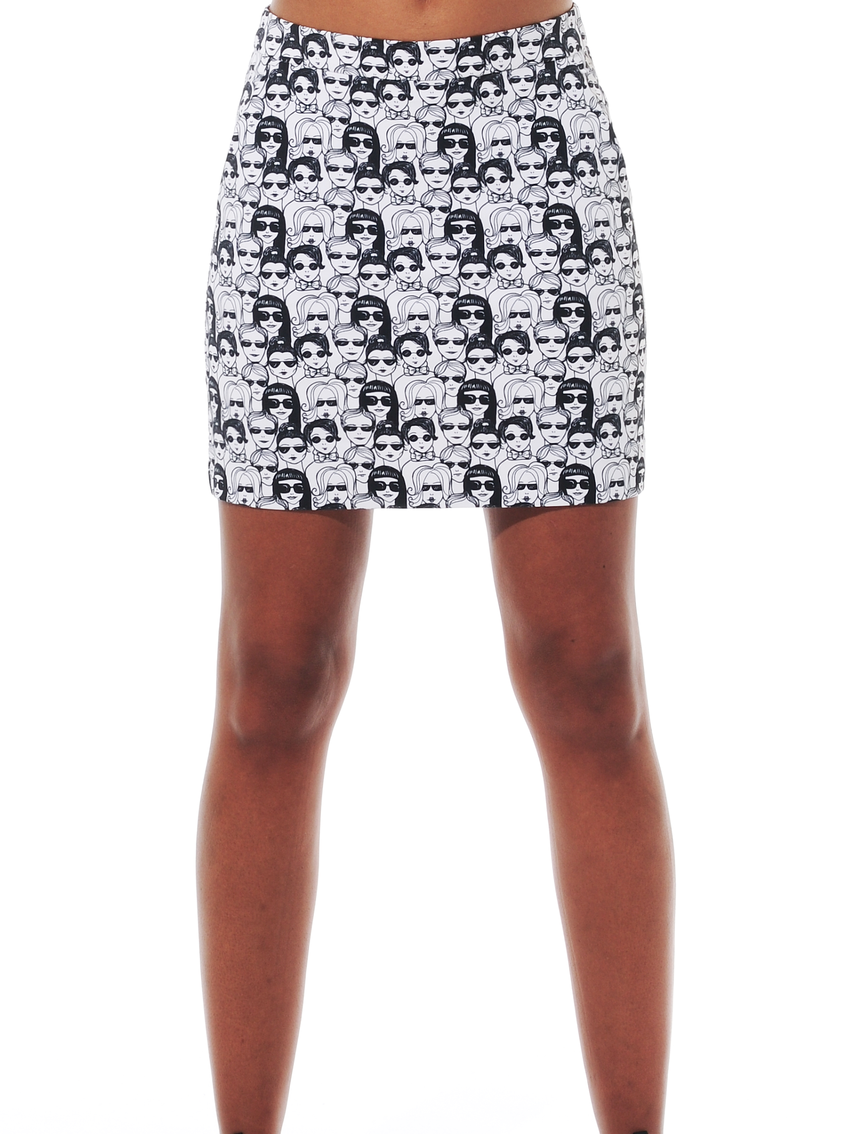 4way Stretch Print Golf Skort black/white