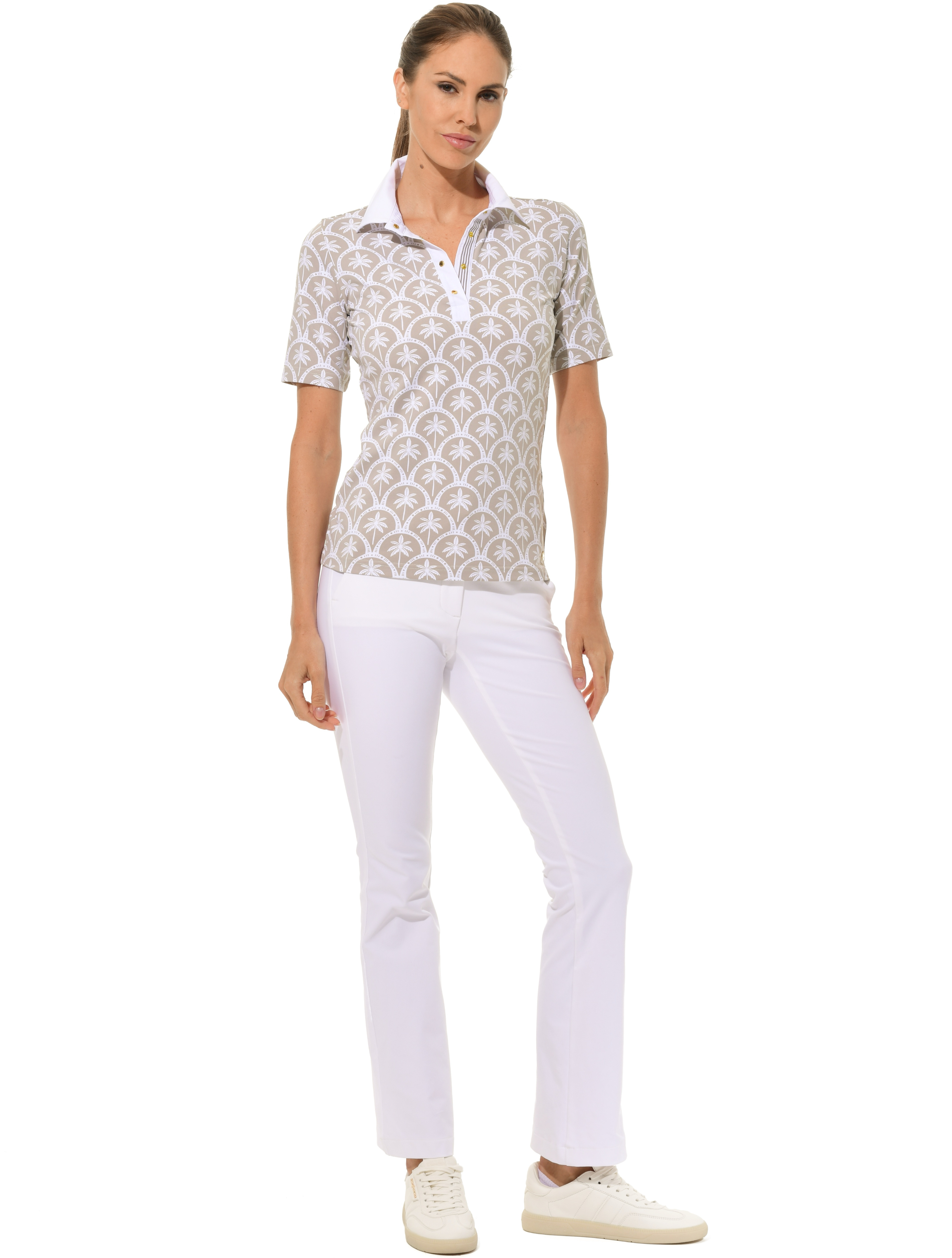 Barbados Print Golf Poloshirt light taupe