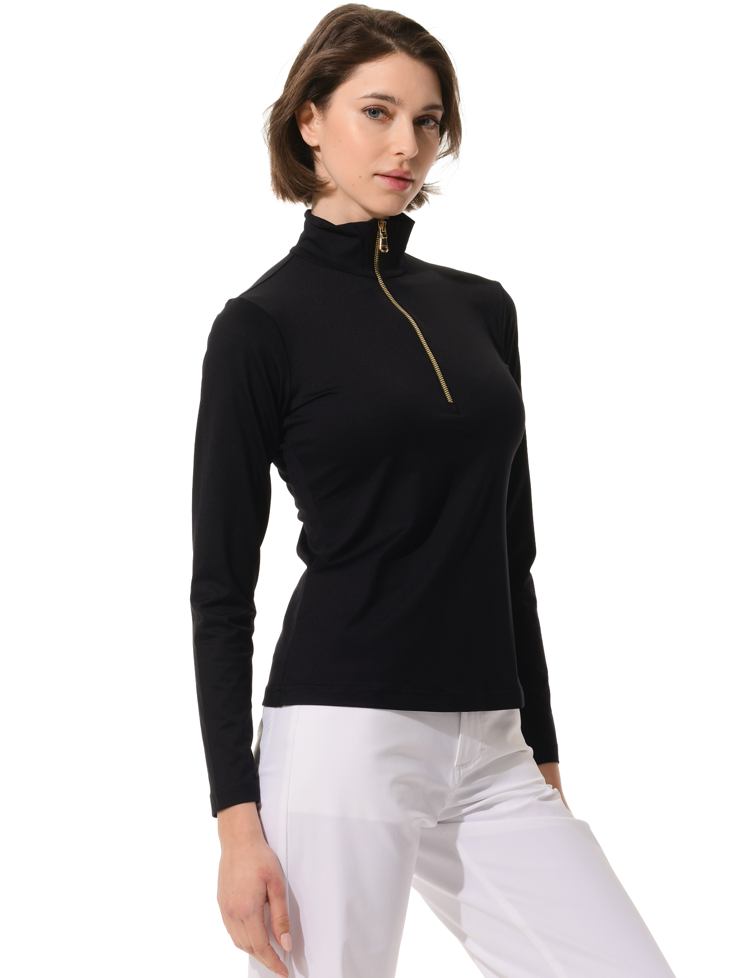 Jersey zip longsleeve black