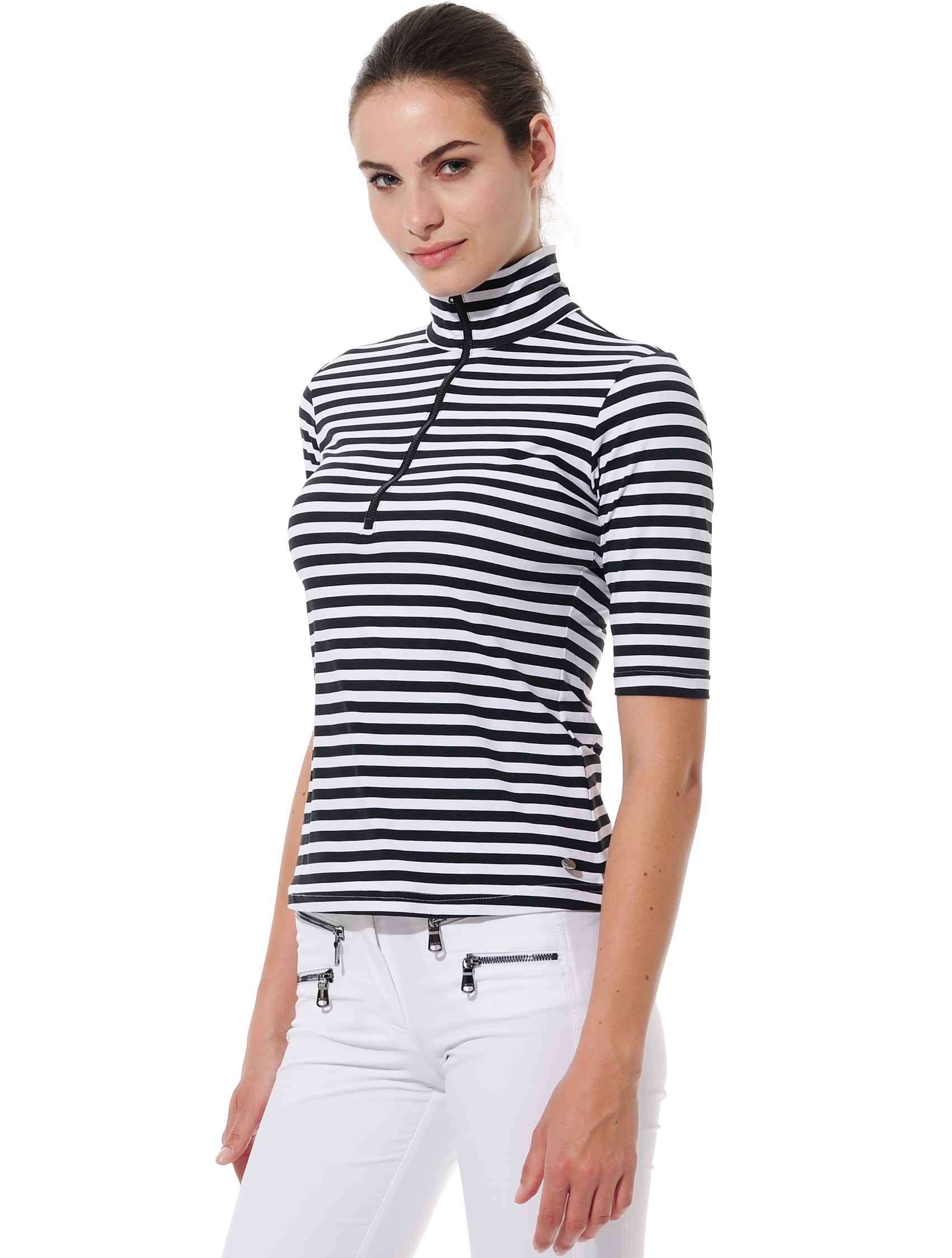 Striped Print Polo black