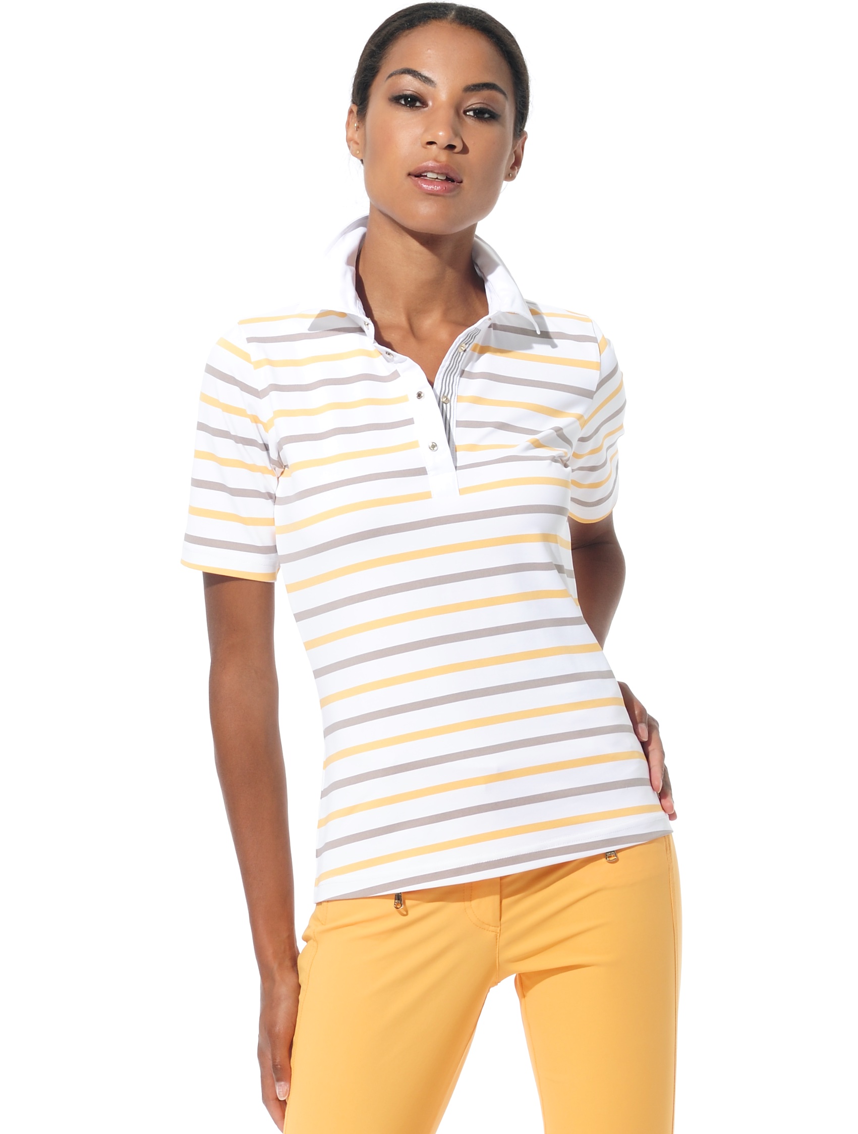 St. Tropez print polo shirt apricot/taupe 