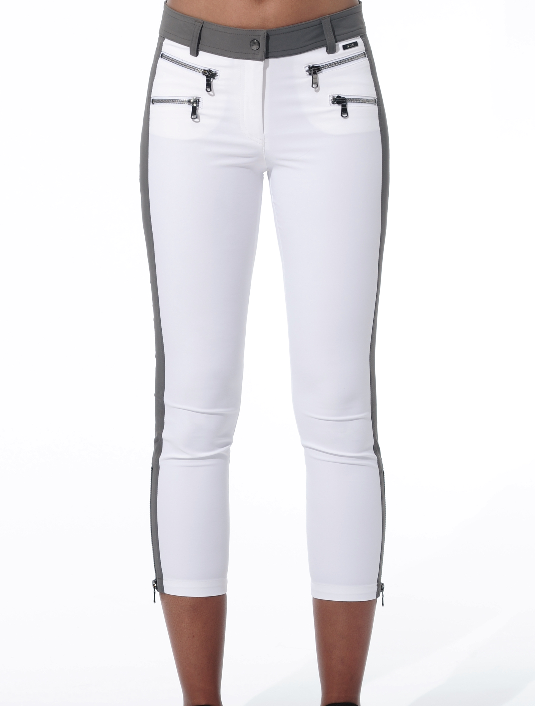 4way Stretch Double Zip Cropped Pants white/steel