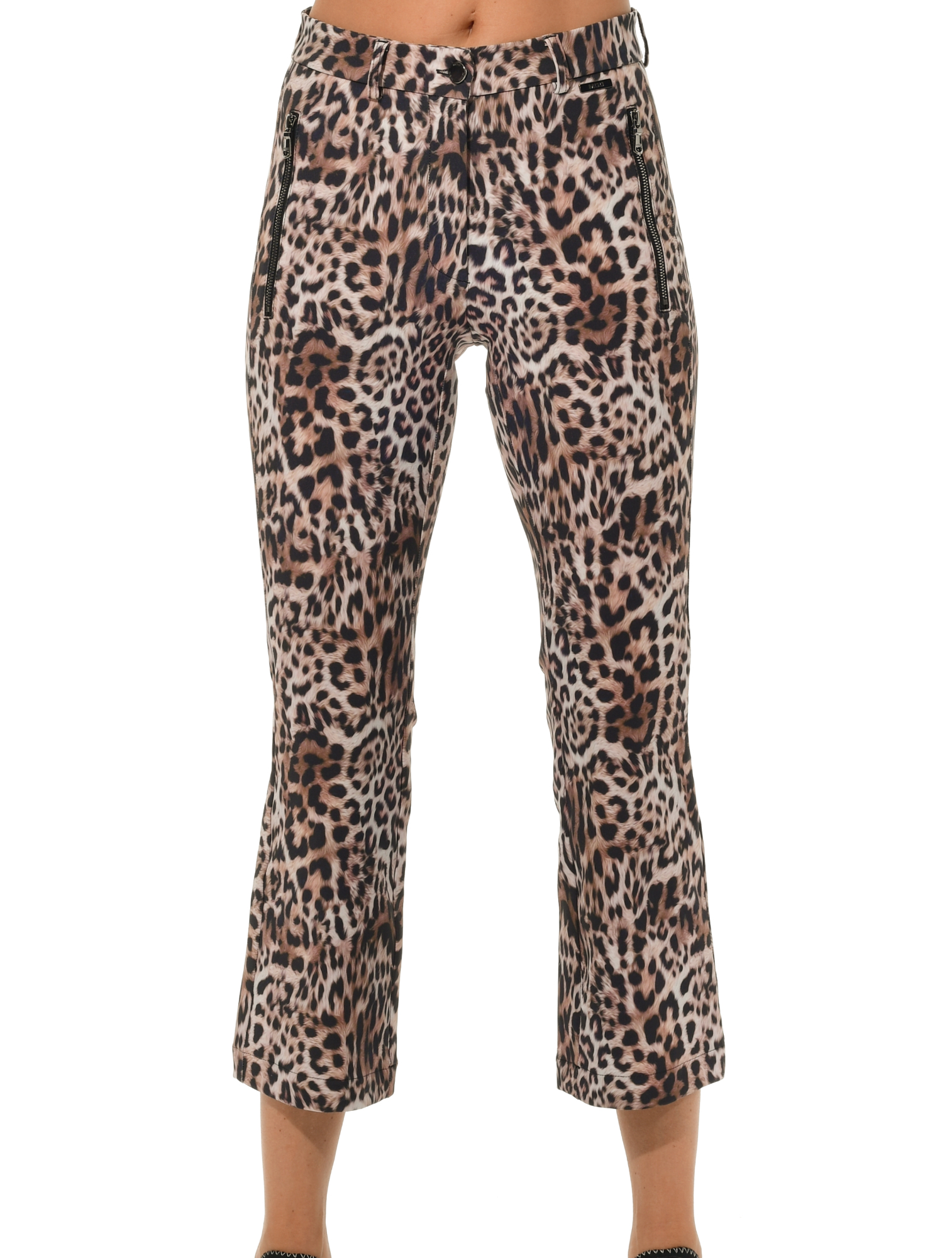 Fur Print Boot Cut Cropped Chinos