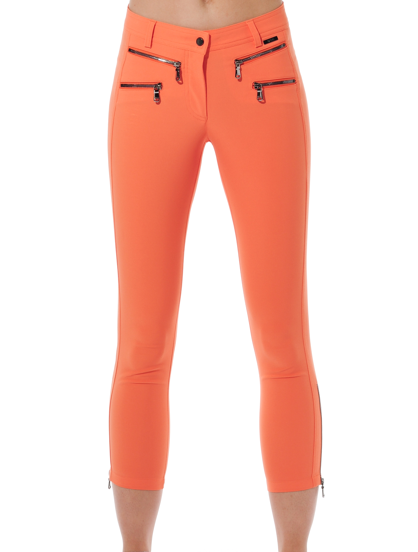 4way stretch double zip cropped pants papaya 