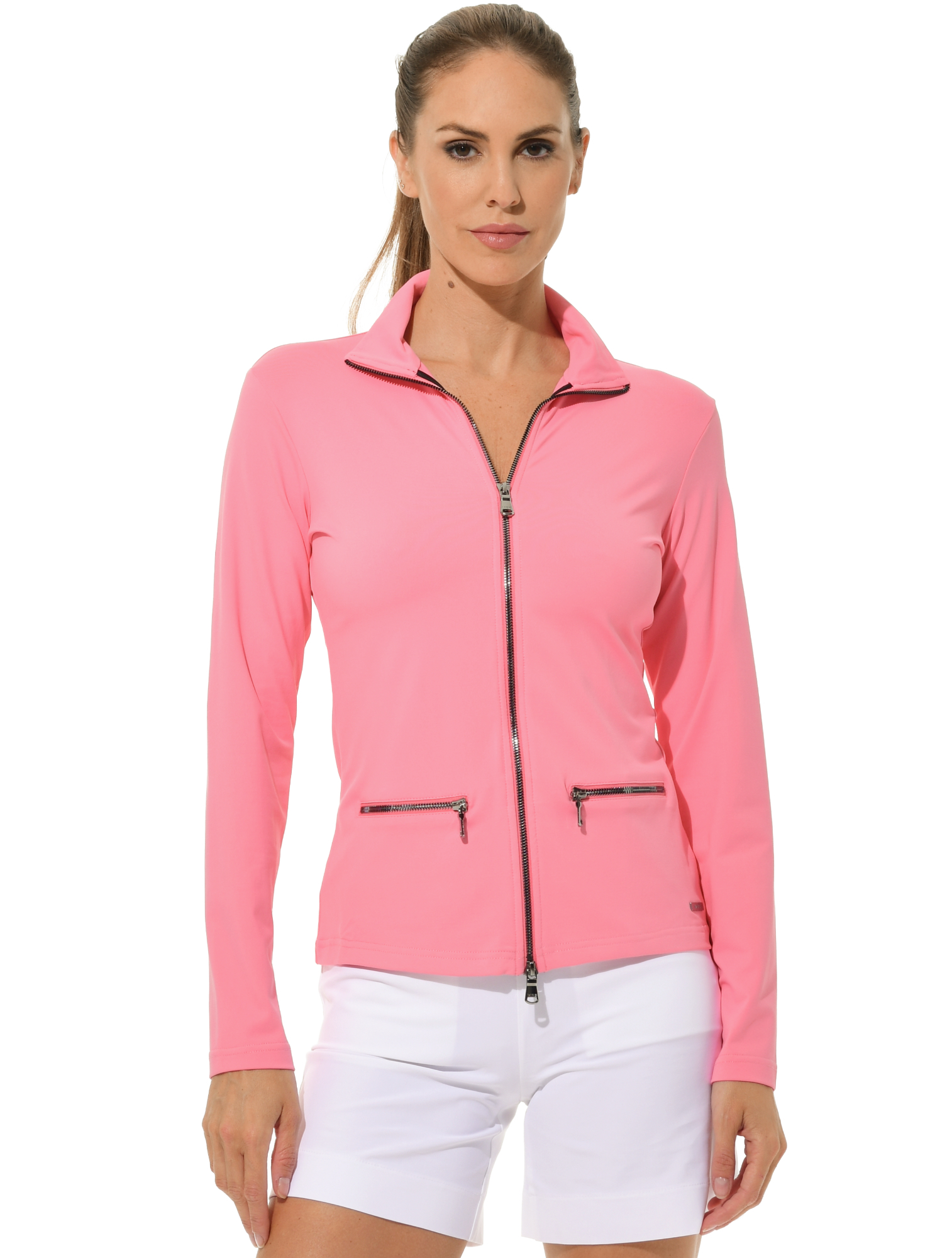 Jersey full zip midlayer rose