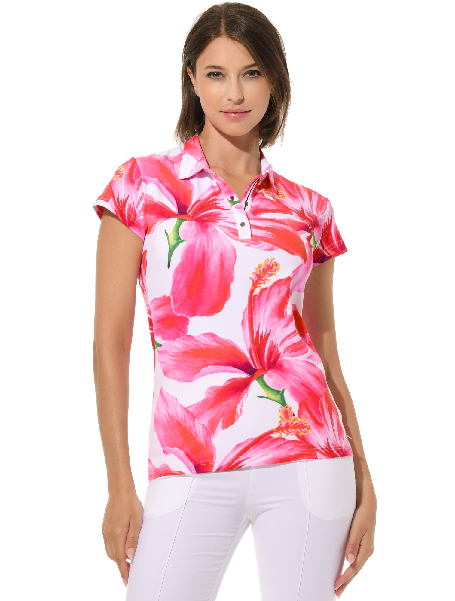 Hibiscus Print Golf Poloshirt