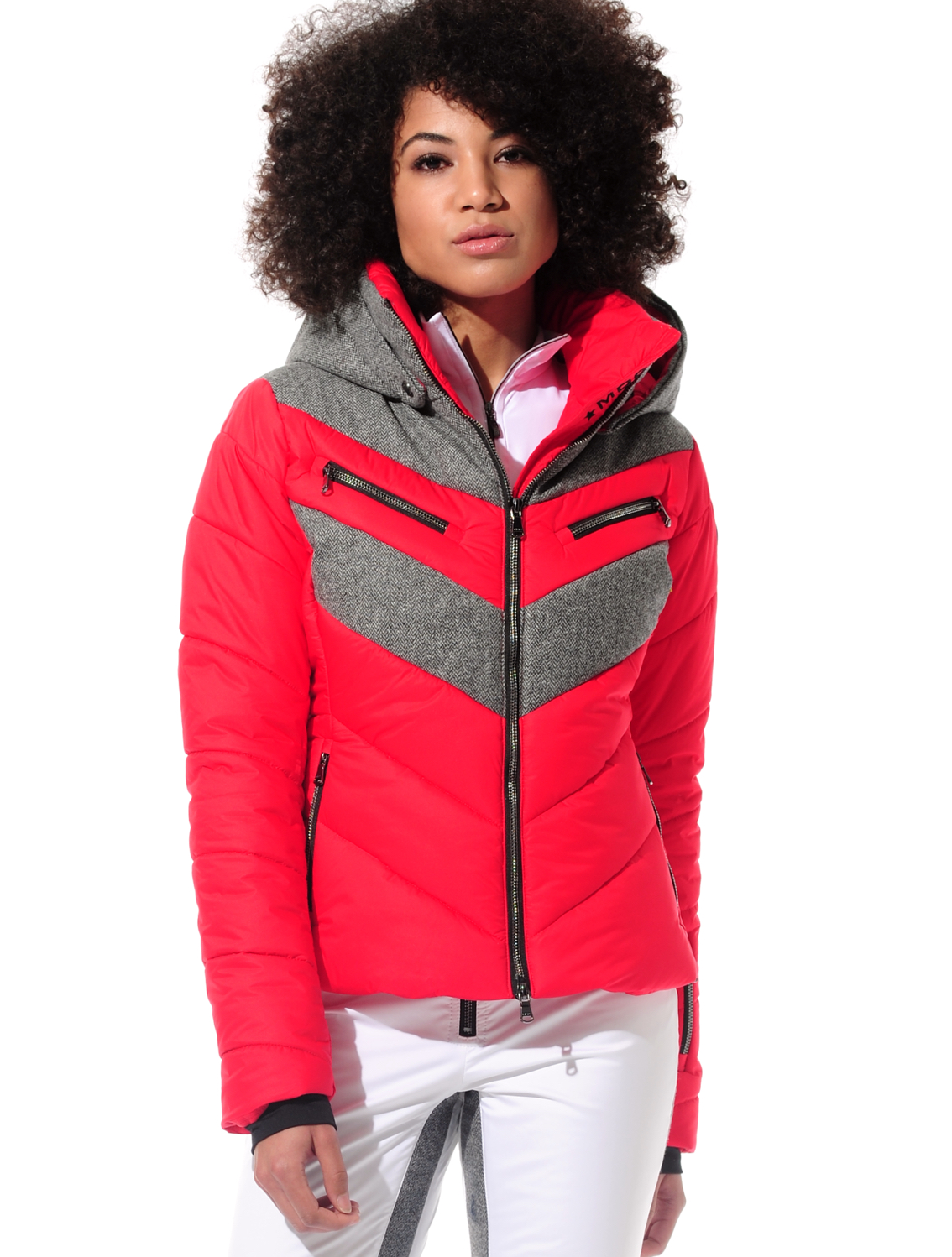 stretch ski jacket red/grey 