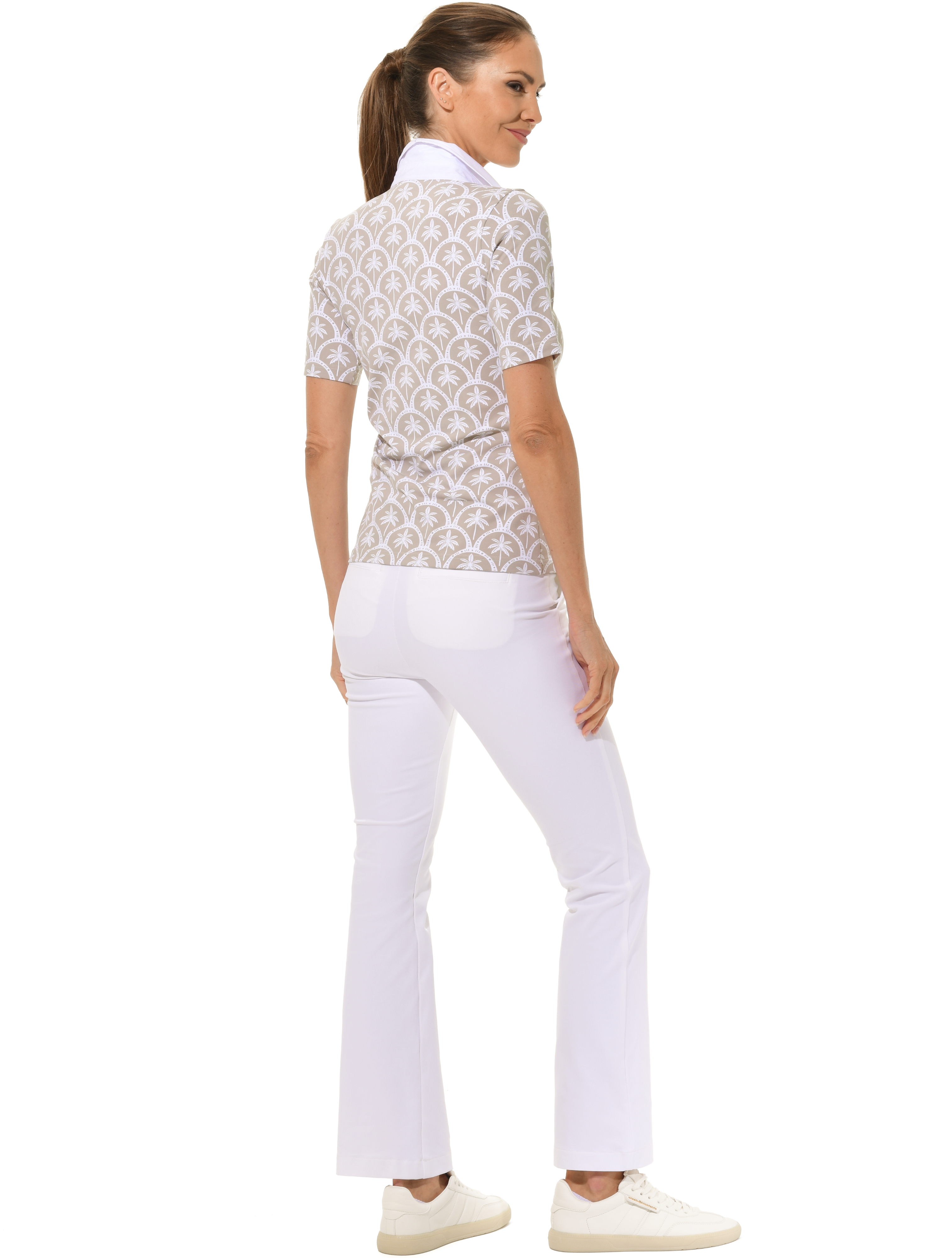 Barbados Print Golf Poloshirt light taupe