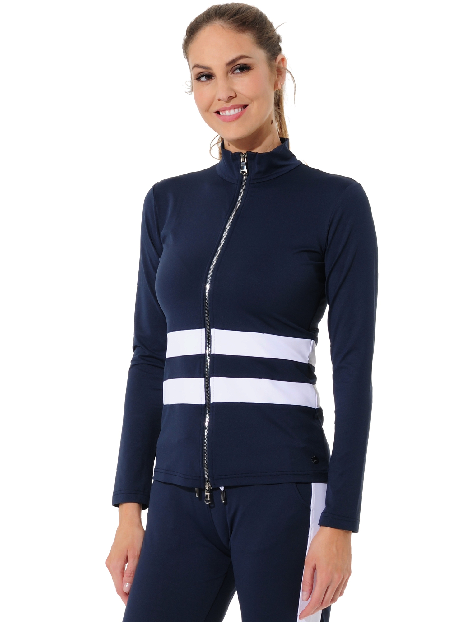 Jersey Full Zip Midlayer navy/white