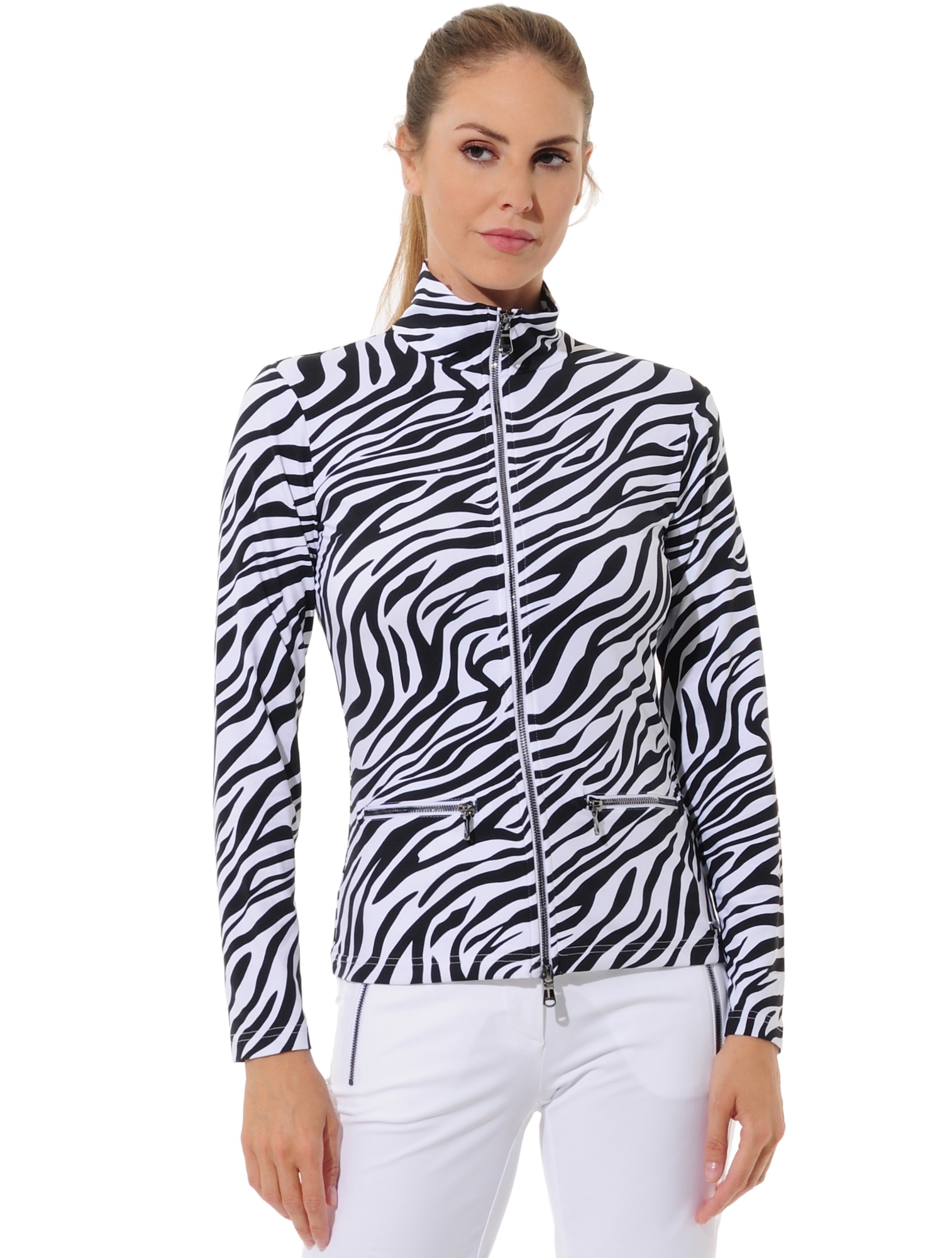 Zebra Print Full Zip Midlayer black/white