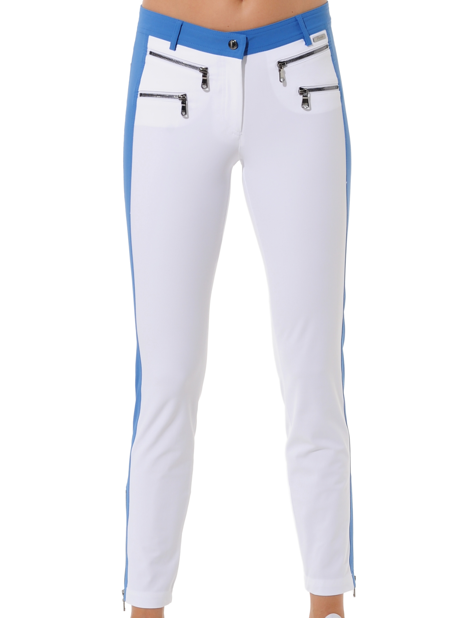 4way Stretch Double Zip Ankle Pants white/ibiza