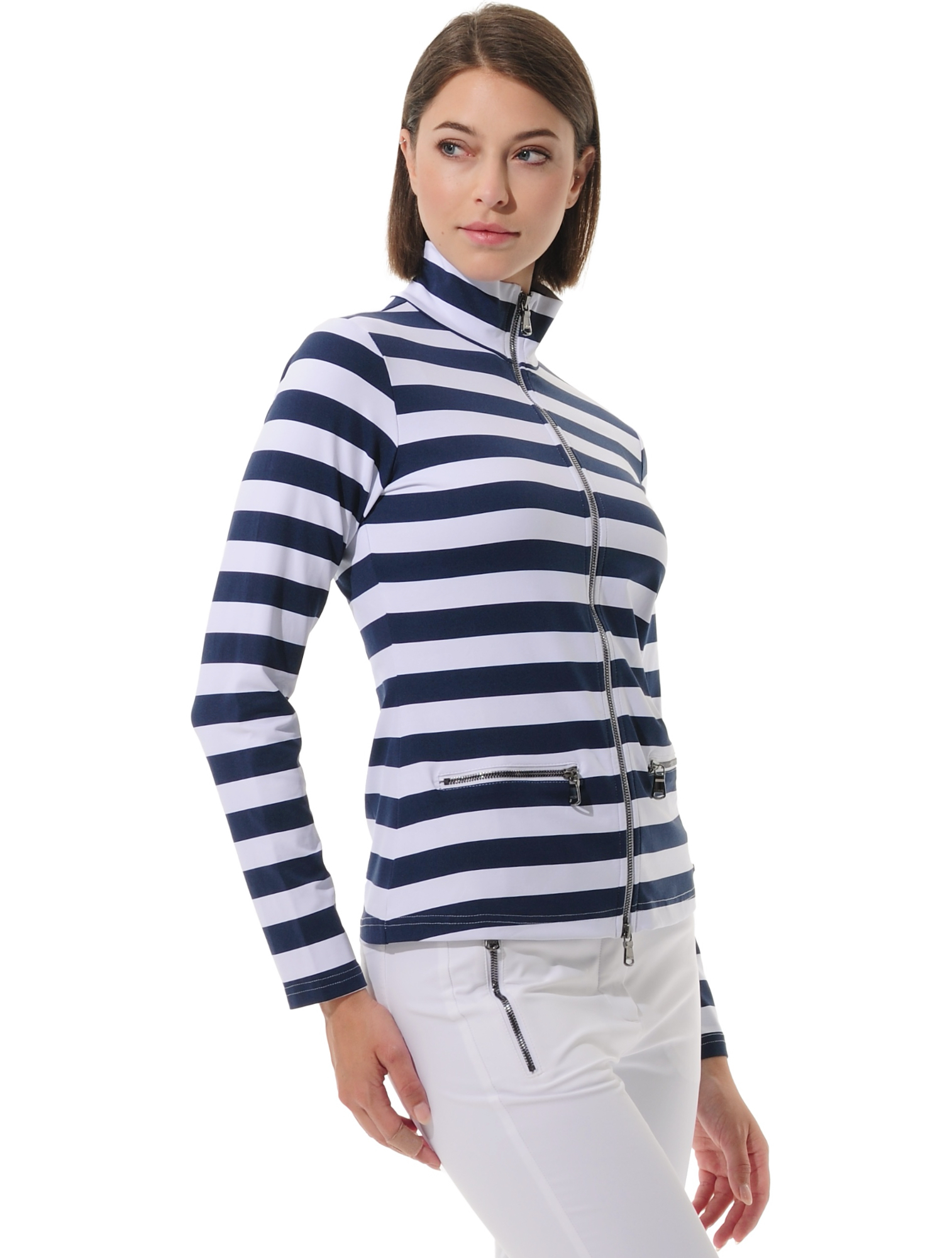 Yachting print full zip midlayer navy