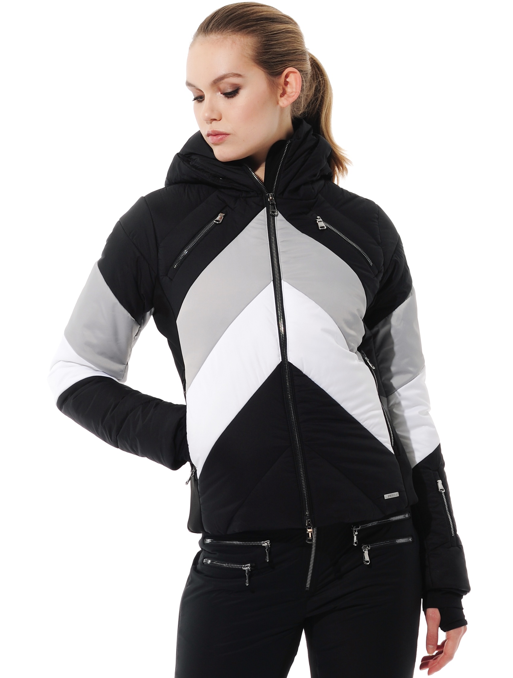 Stretch Skijacke mit 4way Stretch Einsätzen black/grey