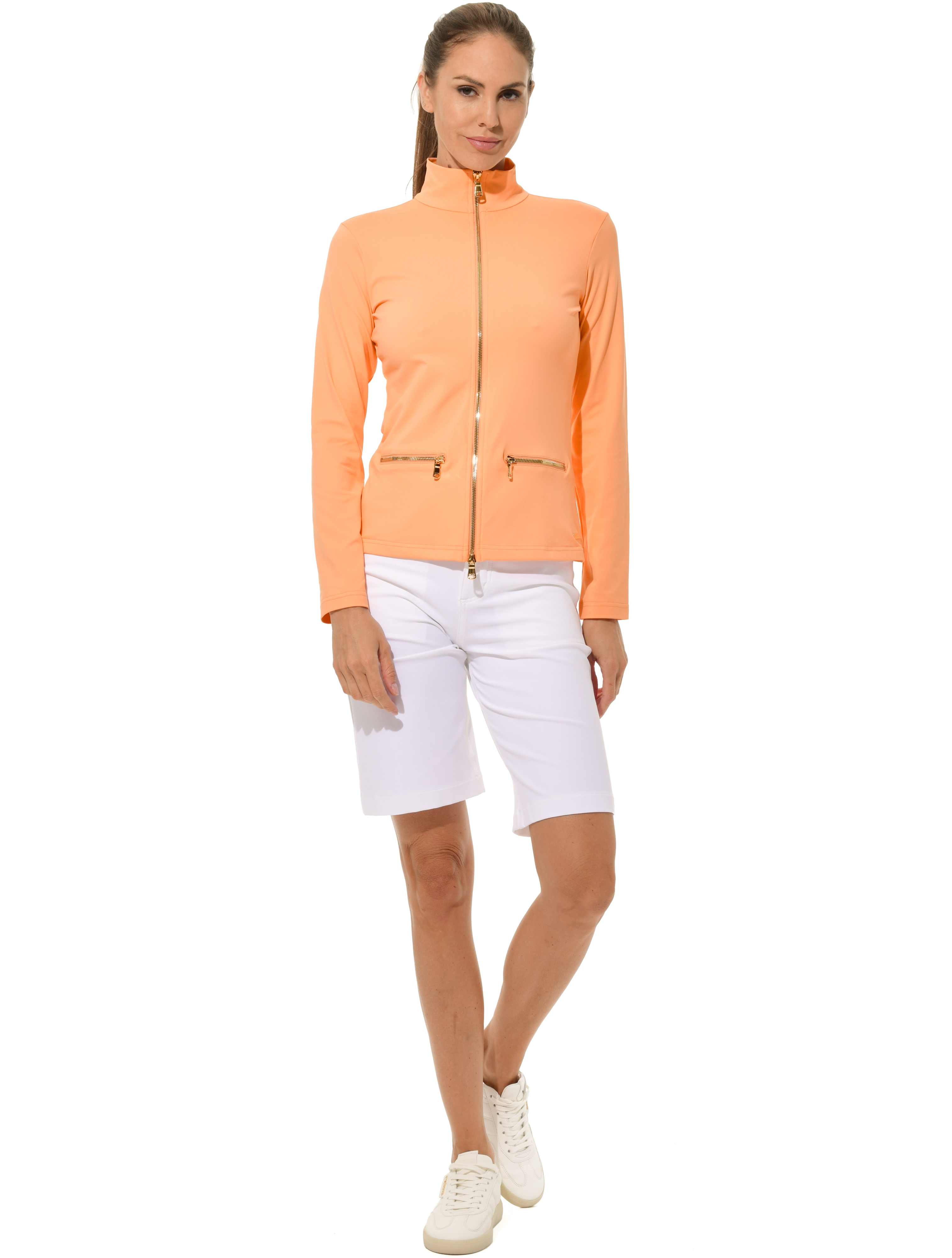Jersey Shiny Gold Full Zip Midlayer salmon