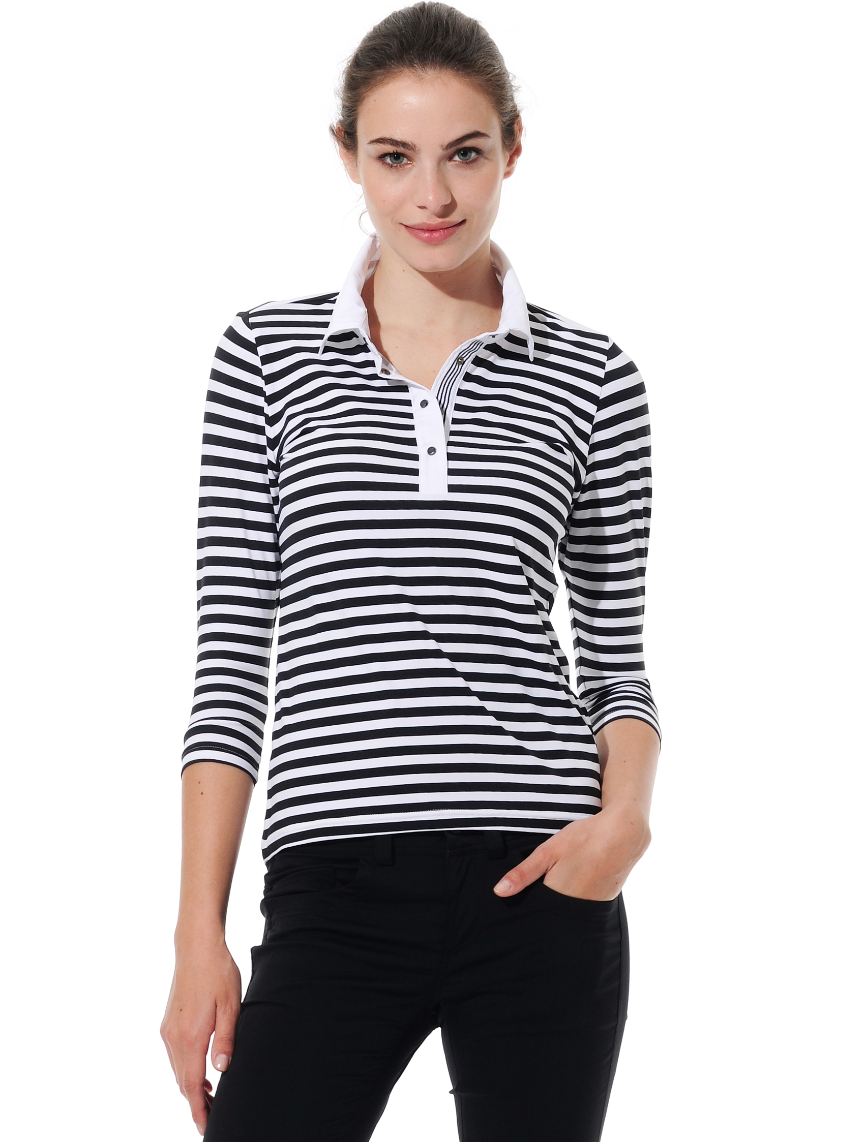 Striped print polo shirt black 