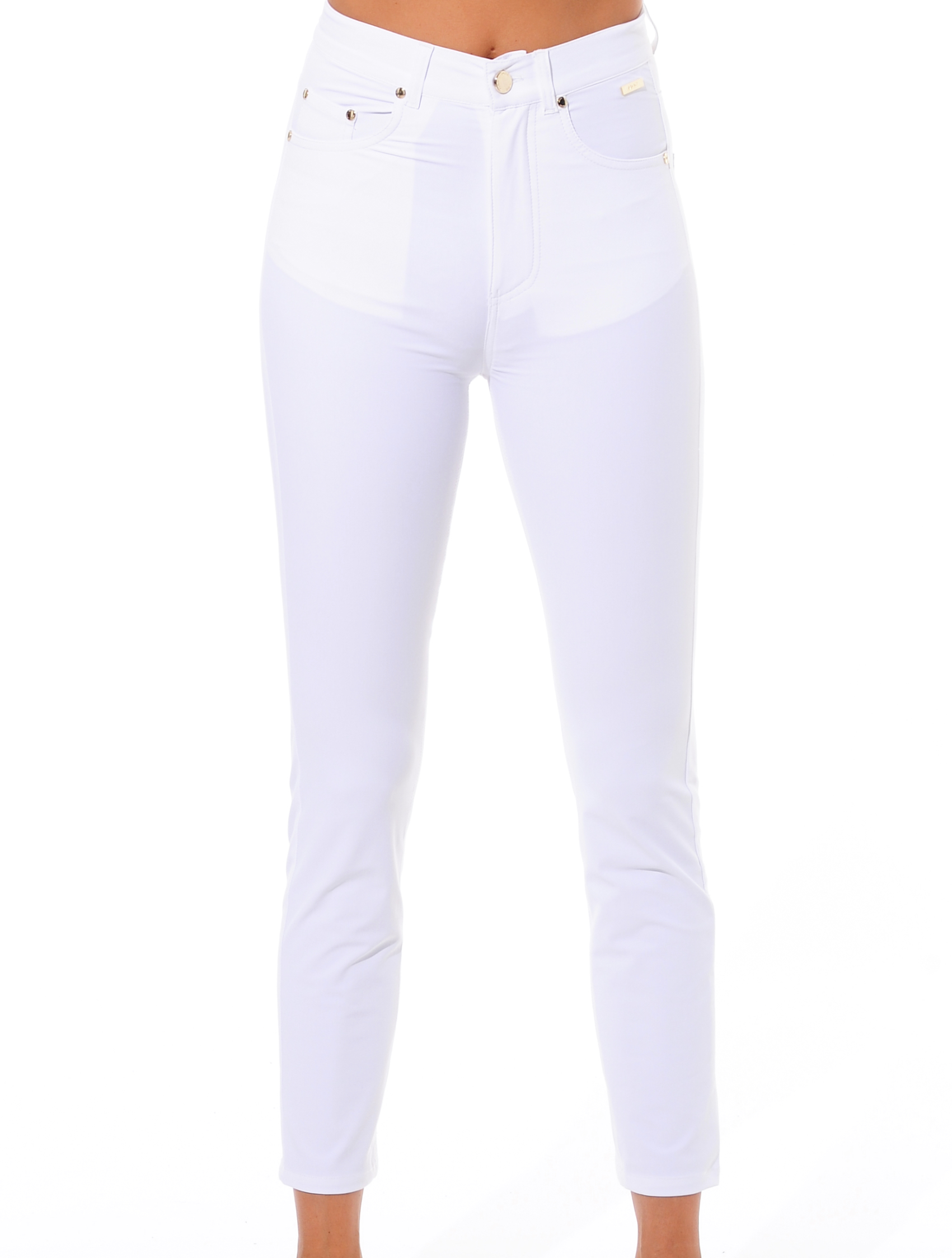 4way stretch high waist ankle pants white 