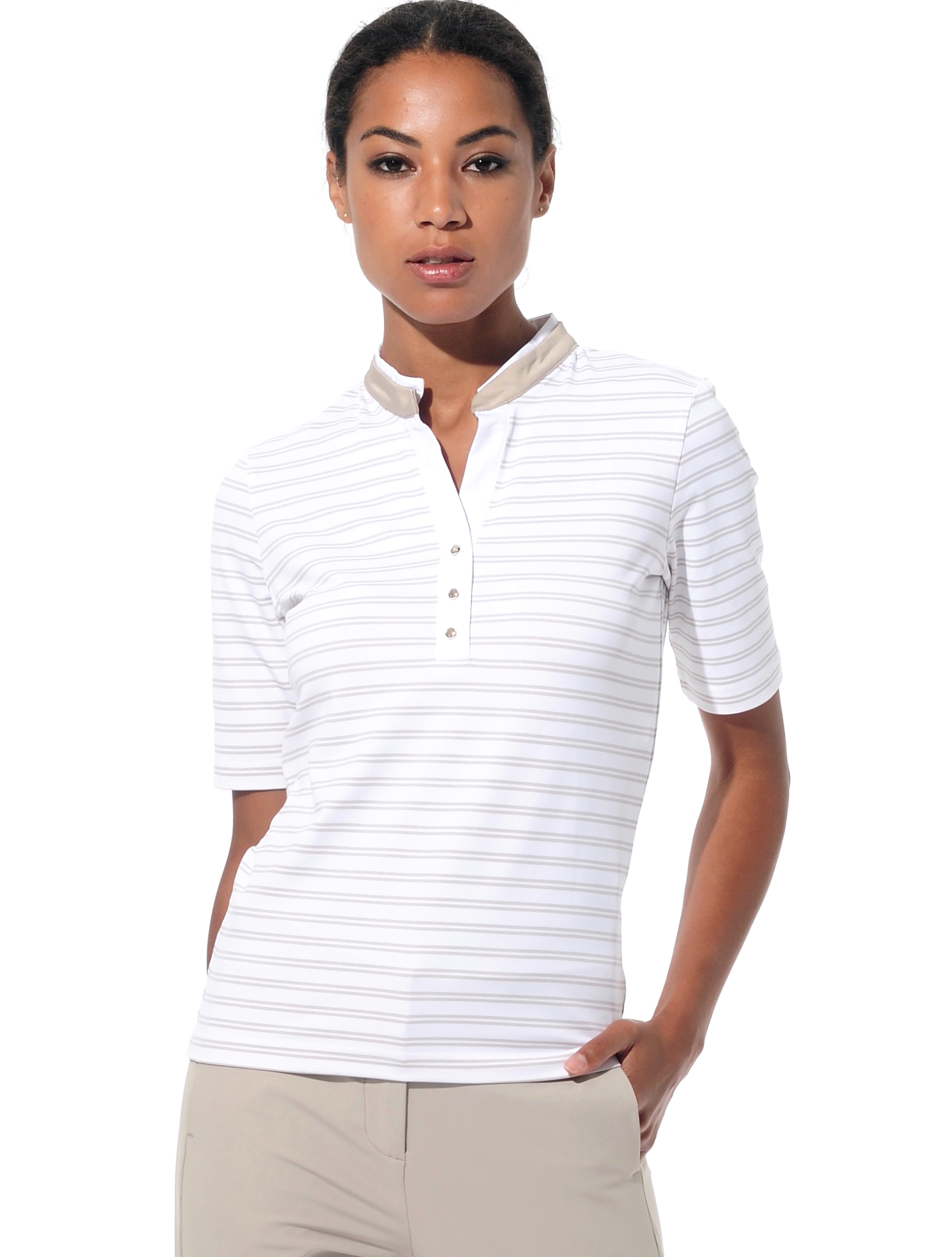 Maritime Print Polo light taupe