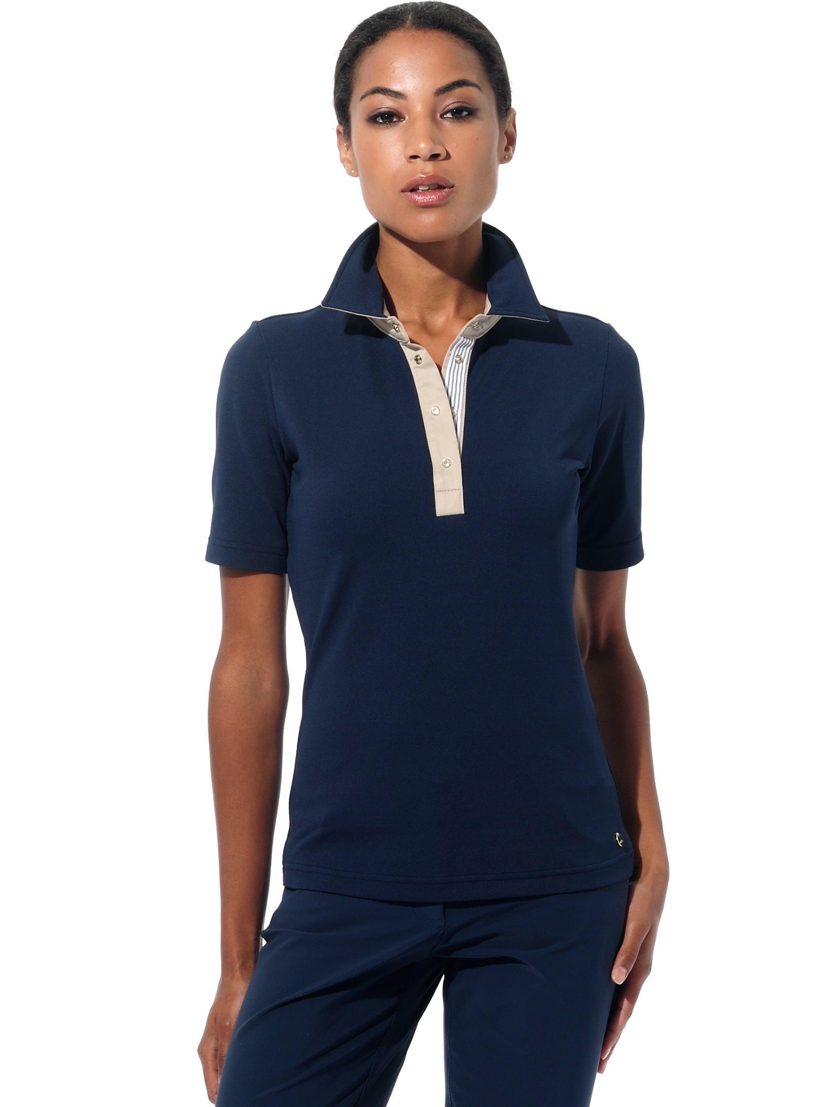 pique polo shirt navy/light taupe 