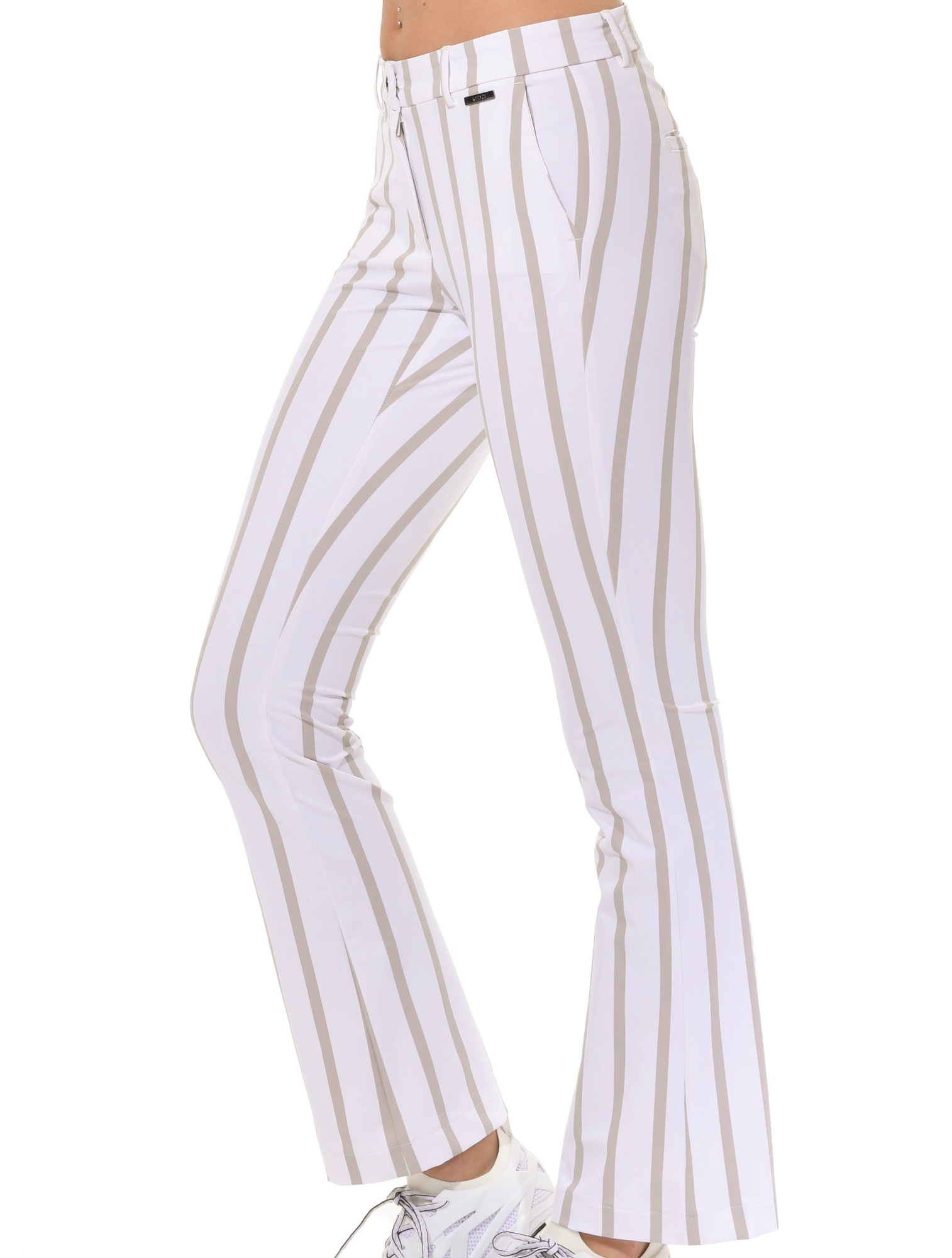 Riviera print flared chinos sage grey