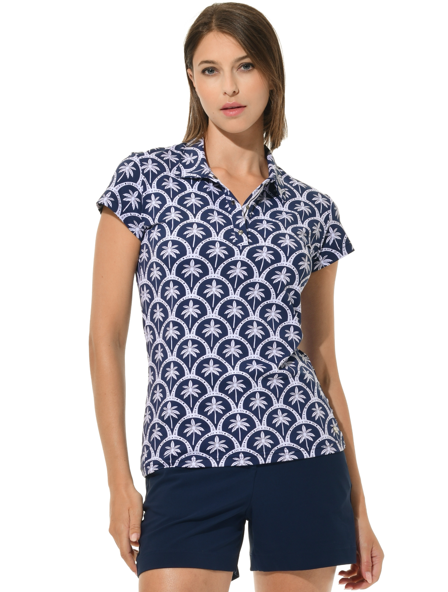 Barbados Print Golf Poloshirt navy