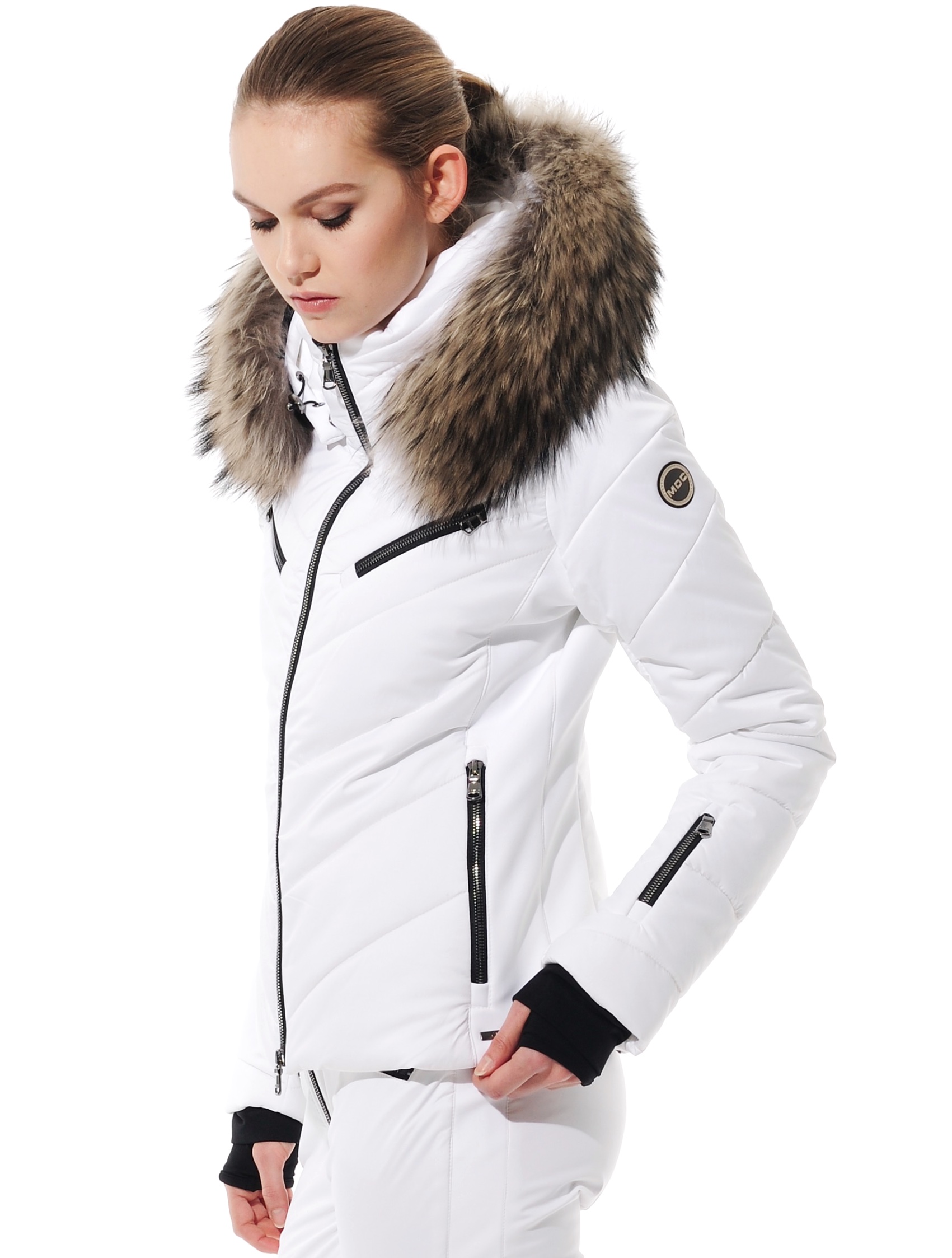 stretch ski jacket with 4way stretch side panels white 