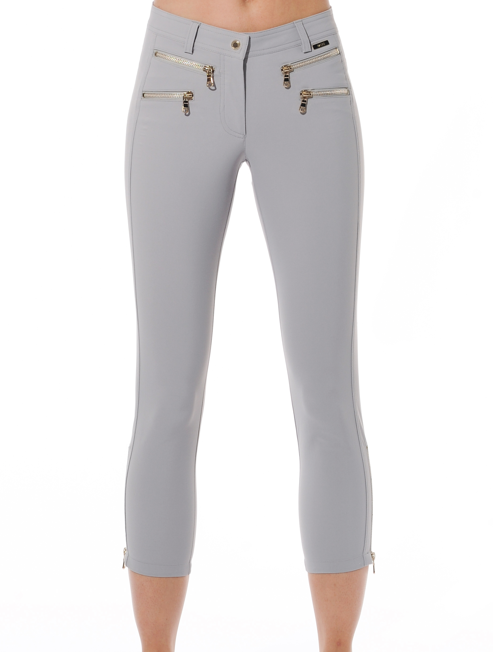 4way Stretch Double Zip Cropped Pants grey