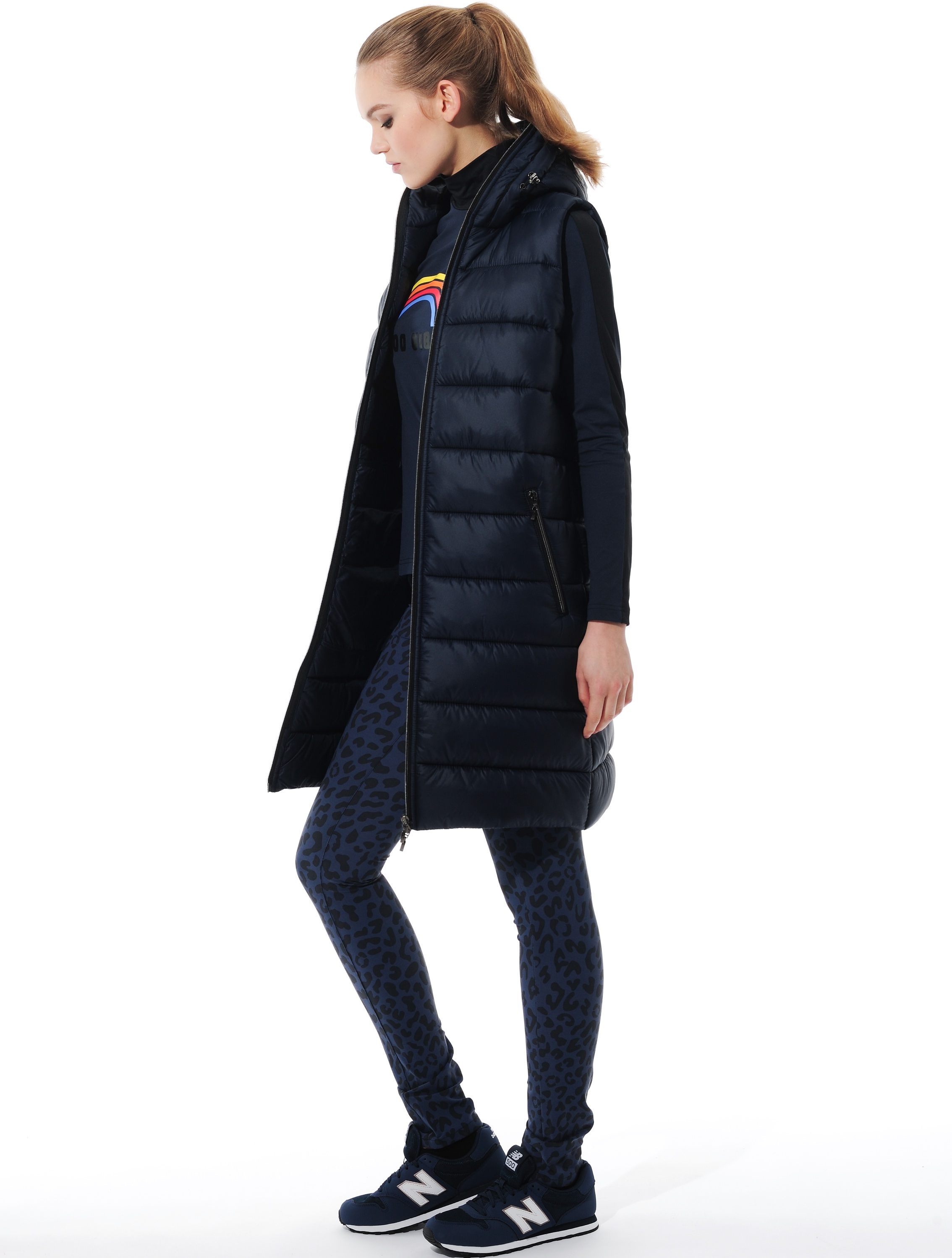 Puffer Long Vest navy