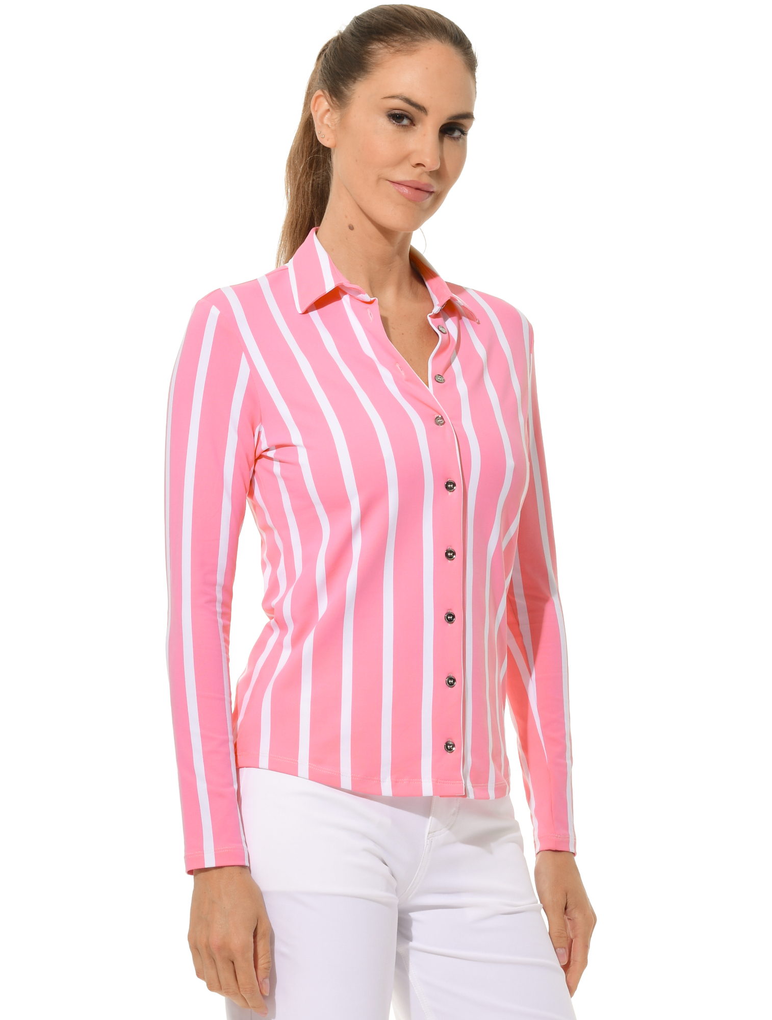 Cannes Print Golf Poloshirt rose