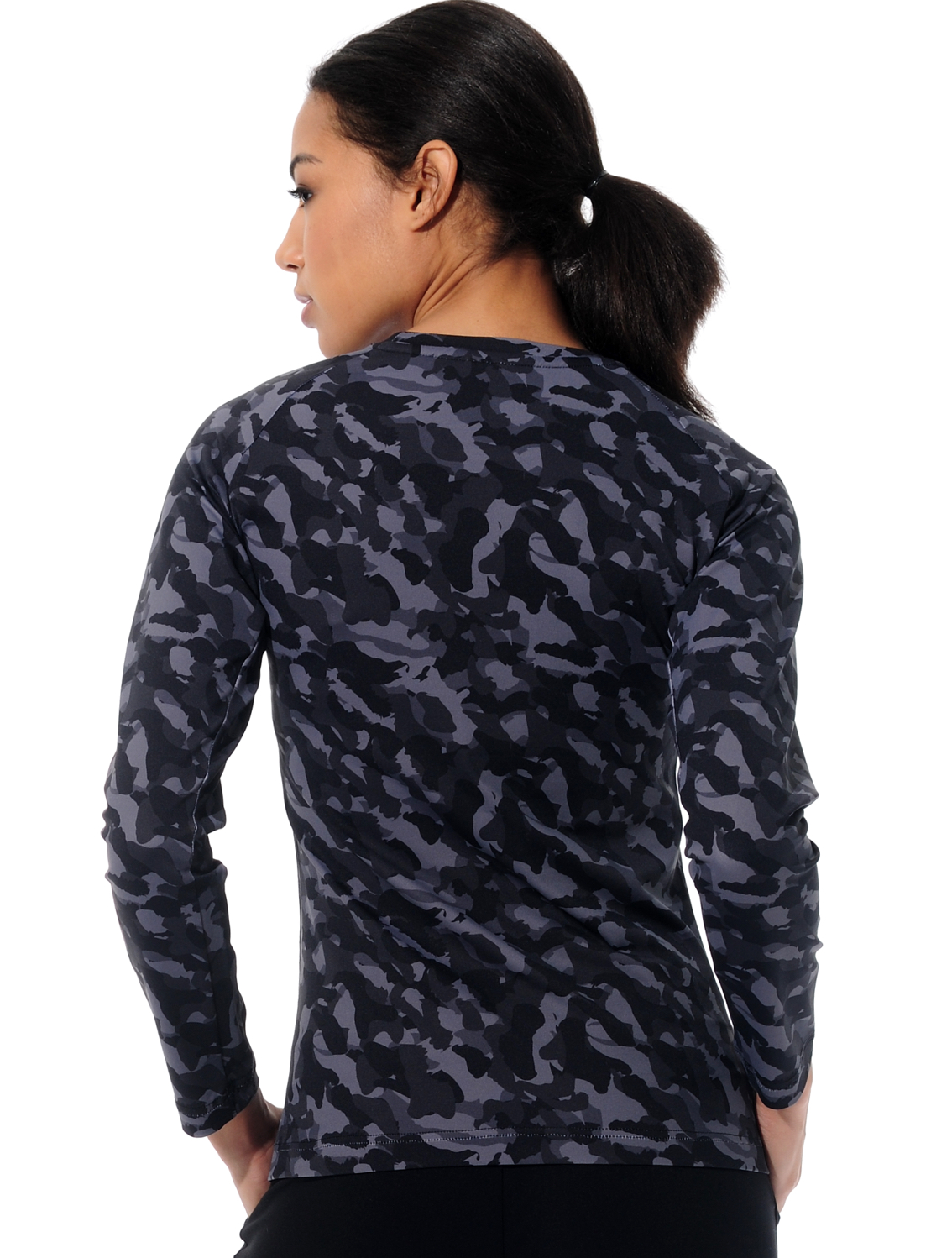 Camouflage print top black 