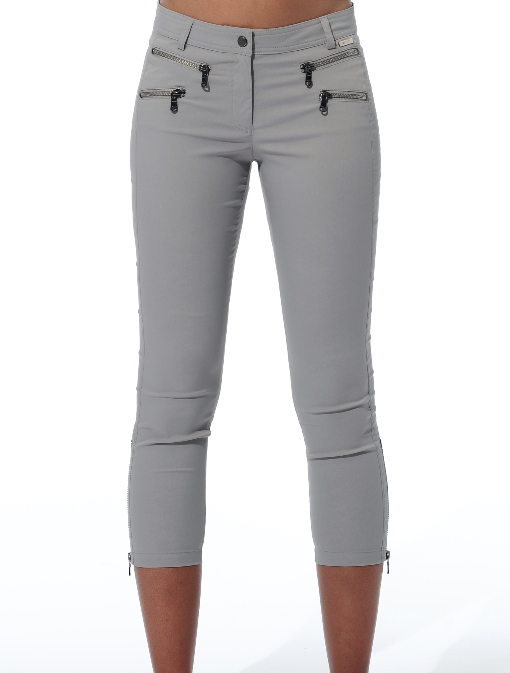 Light Stretch Double Zip Cropped Pants cement