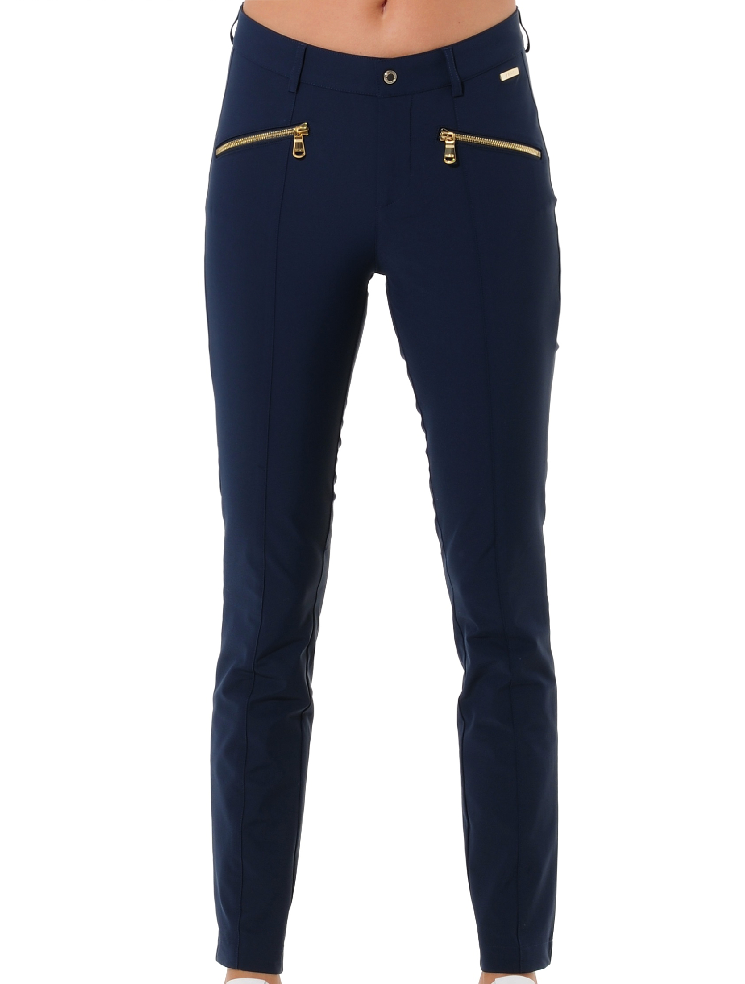 4way stretch shiny gold curvy pants navy 