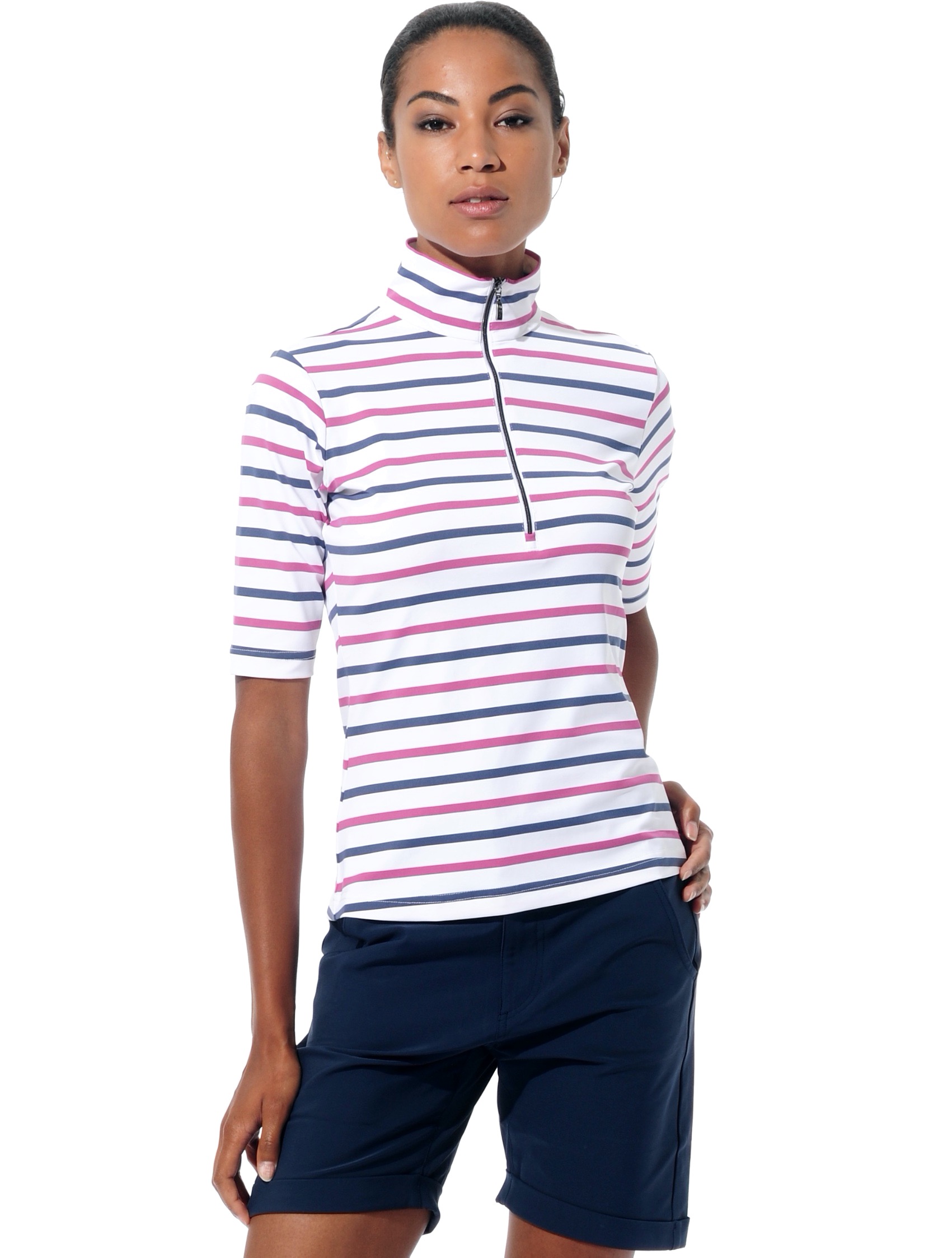 St. Tropez print polo shirt cassis/navy 