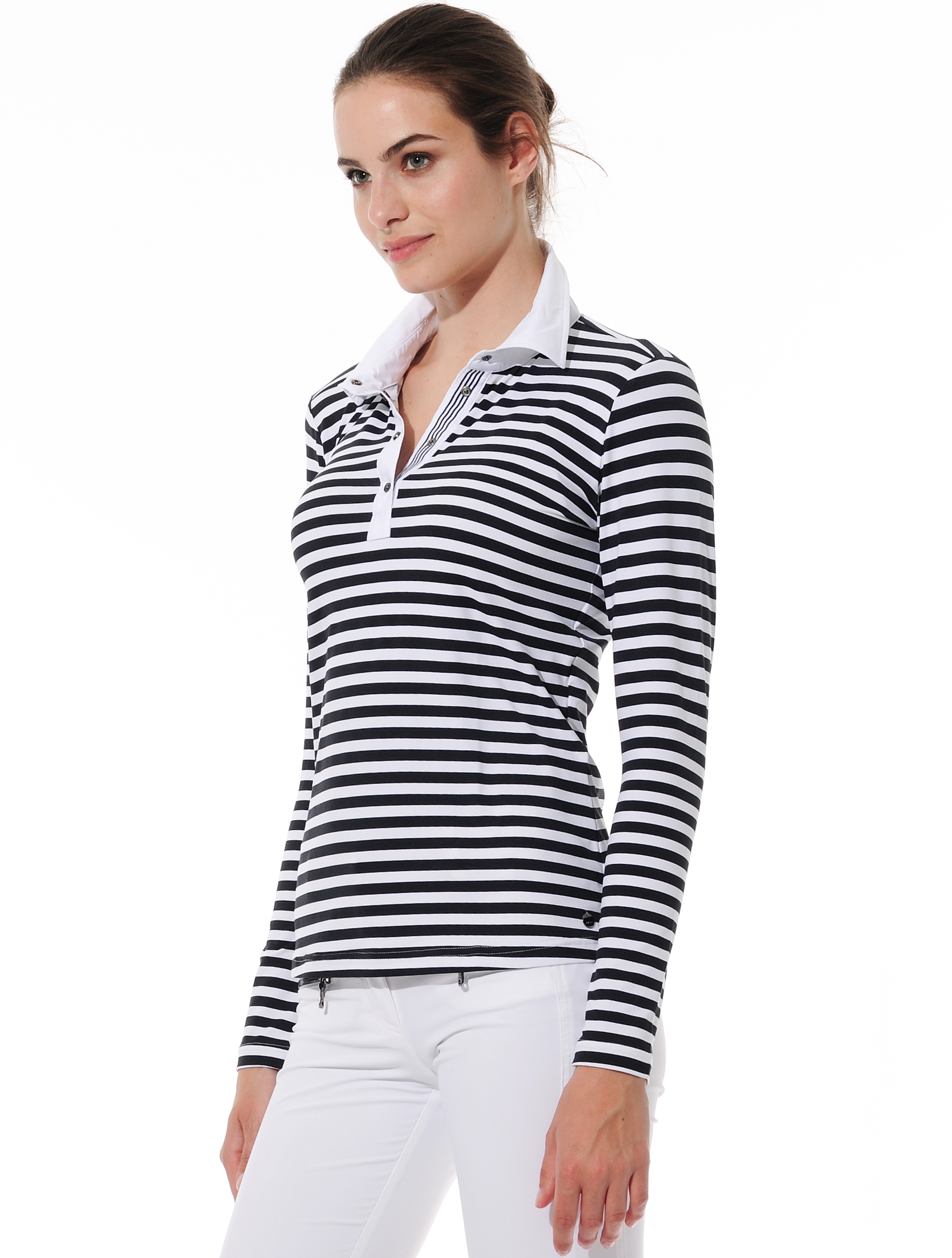 Striped print polo shirt black/white 