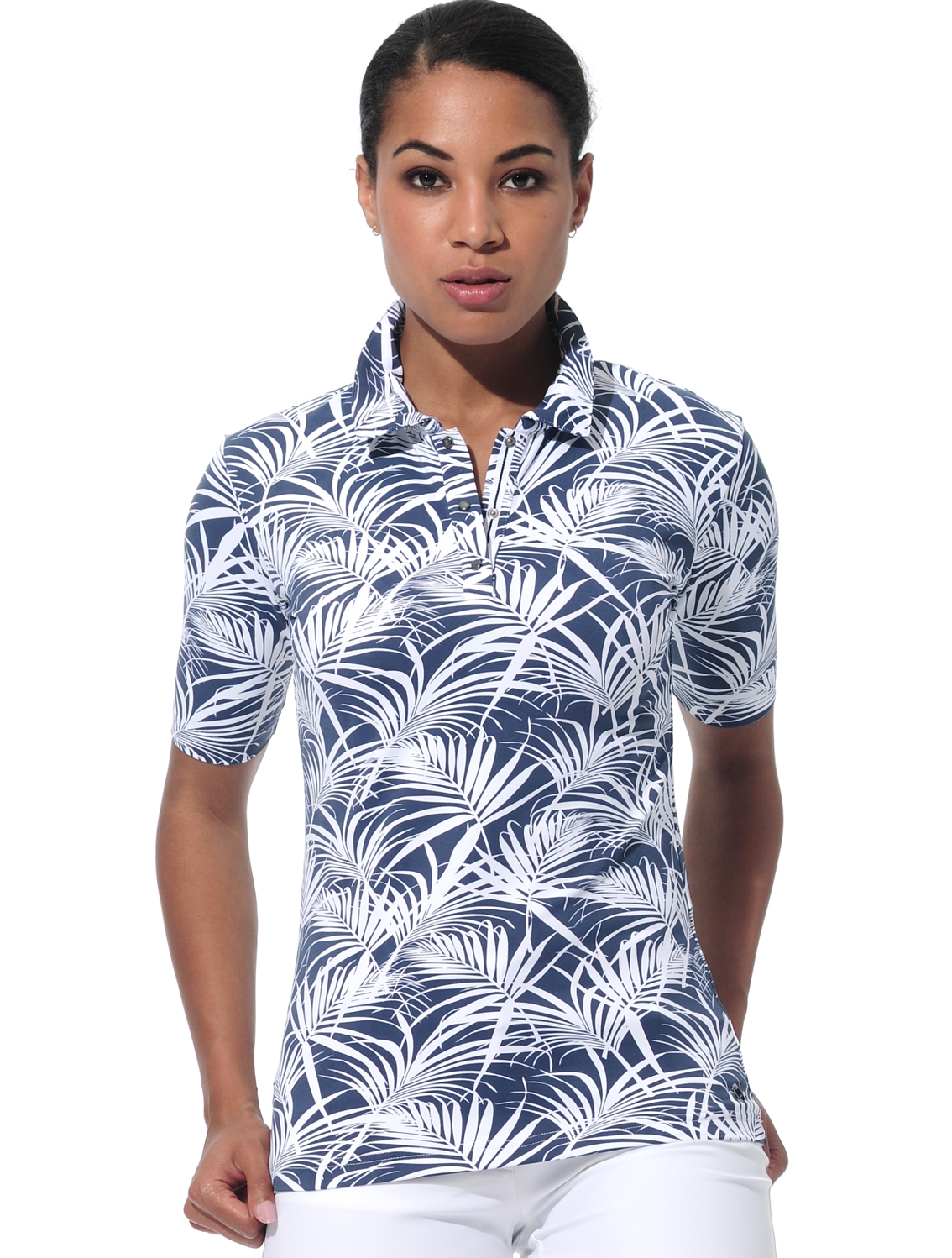 Jungle print polo shirt navy 