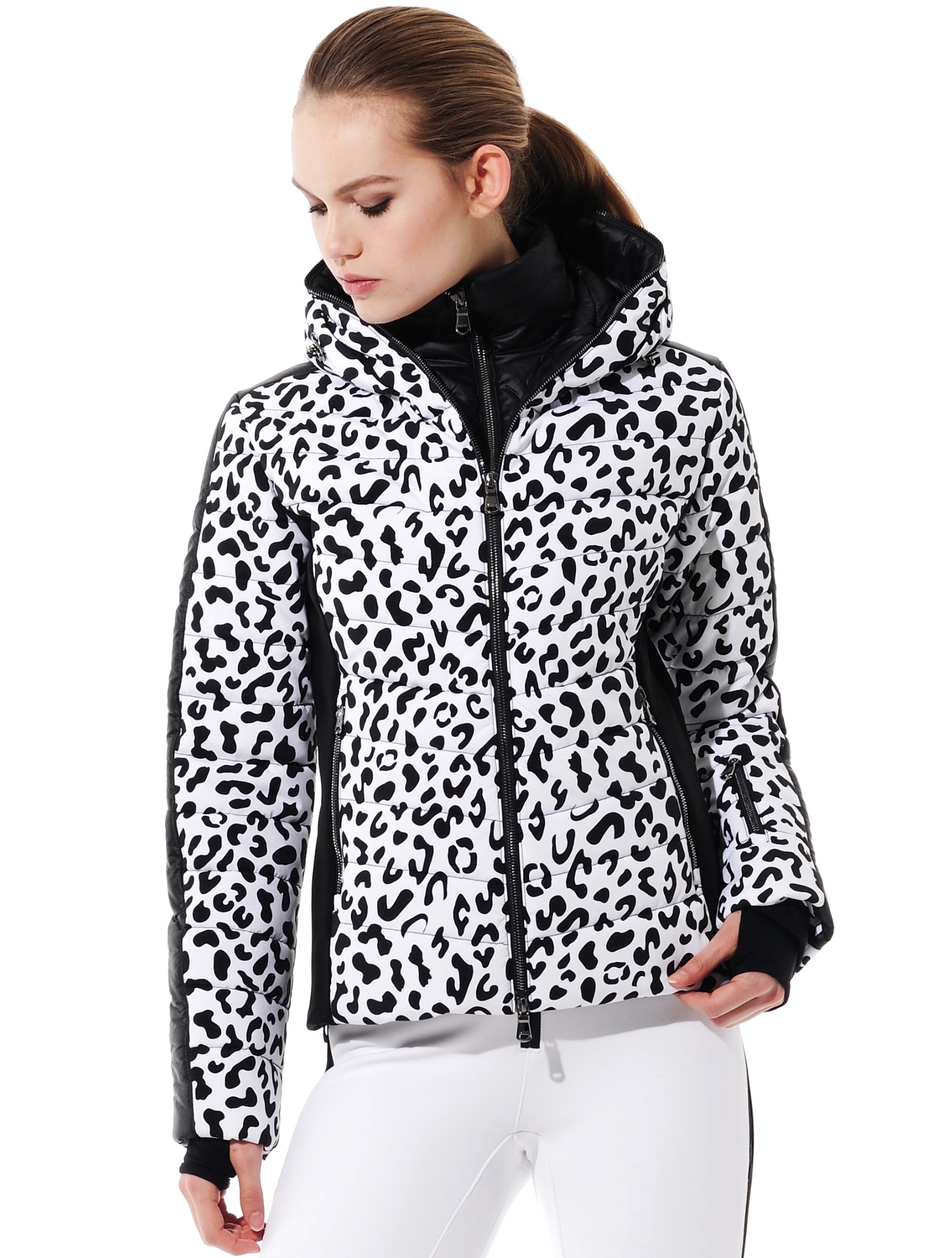print ski jacket black/white 