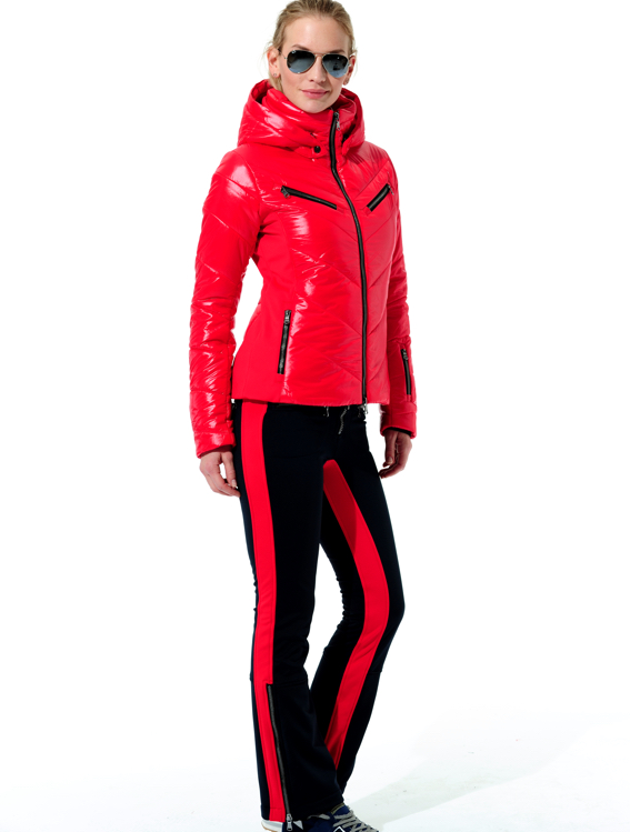 4way stretch ski pants night blue/red 