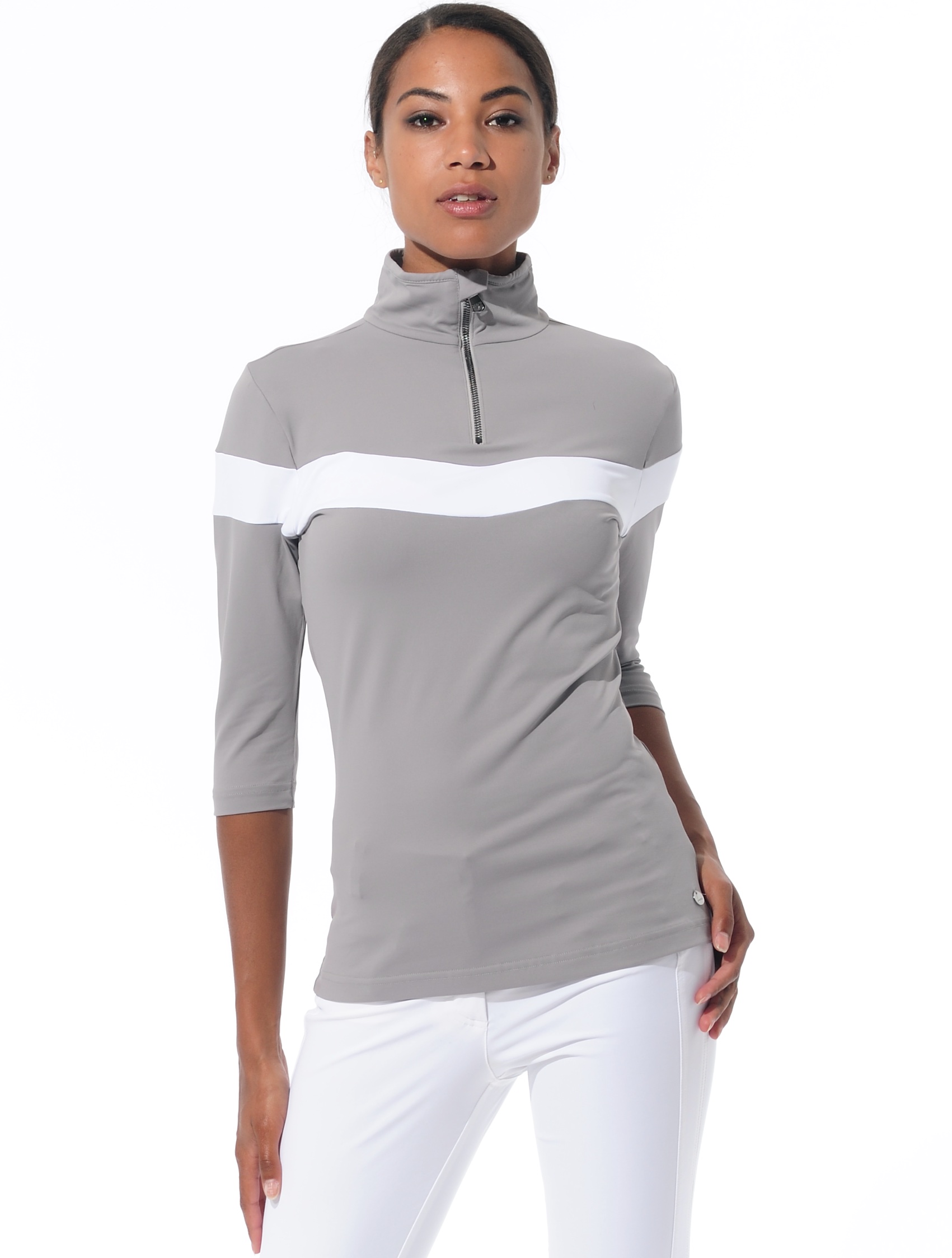 Meryl zip polo shirt grey 