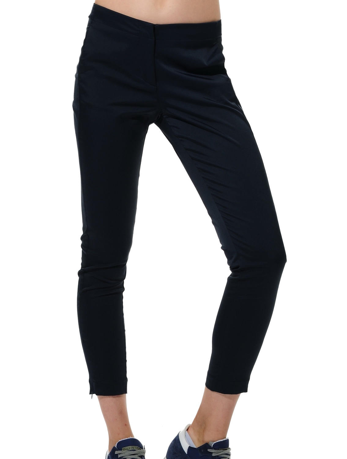 shiny stretch slacks night blue 